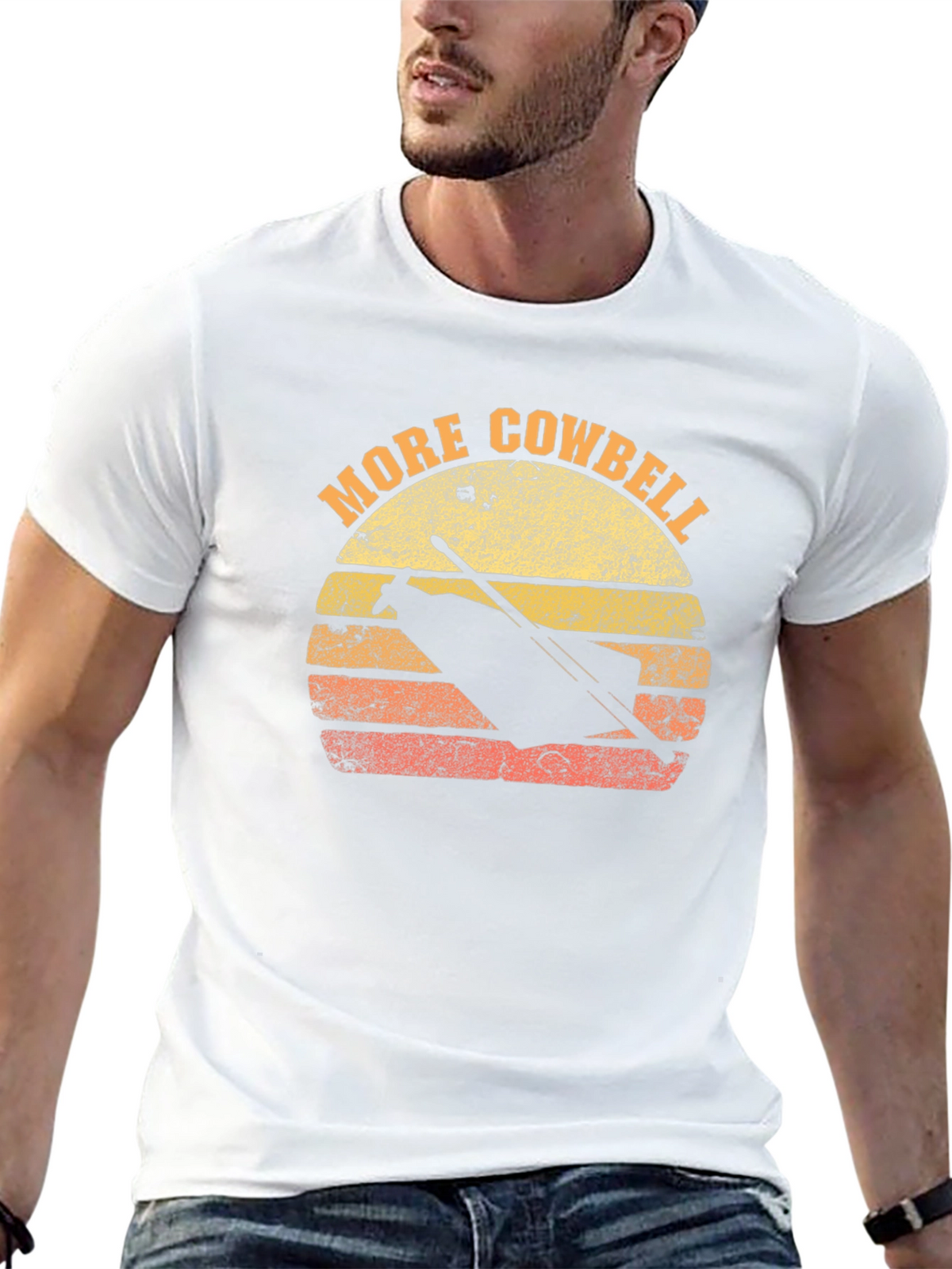 More Cowbell T-Shirt Retro Sunset Graphic Tee
