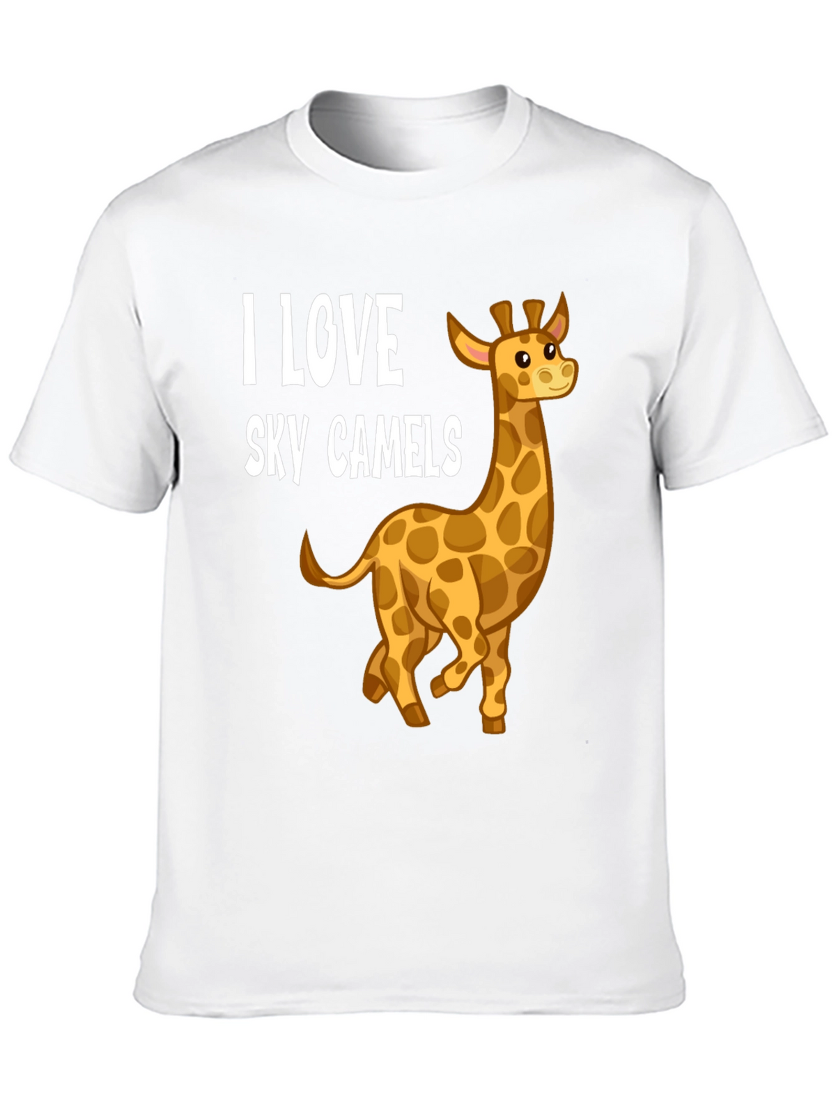 I Love Sky Camels Giraffe Graphic Black T-Shirt