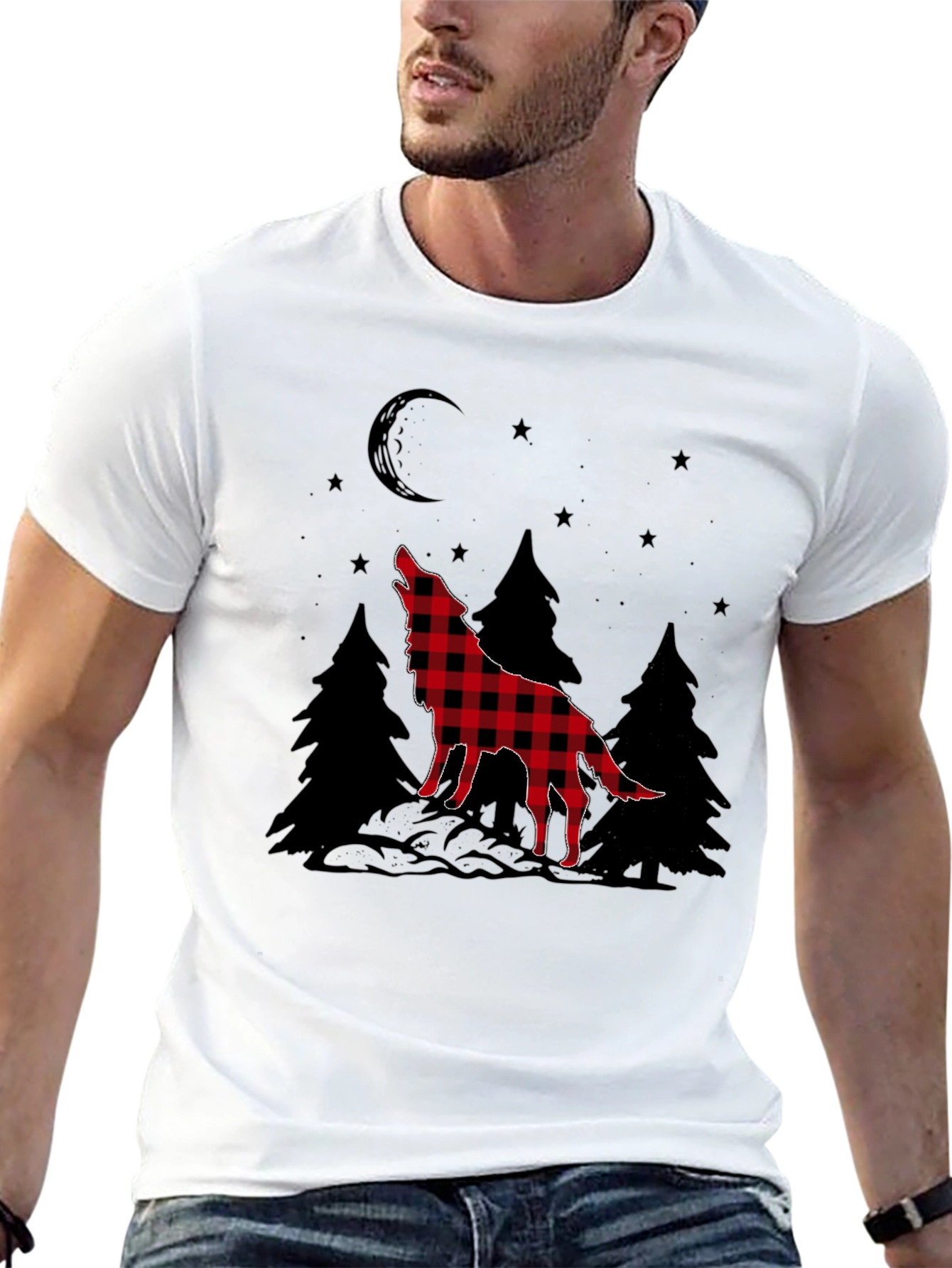 Buffalo Plaid Wolf Graphic Tee
