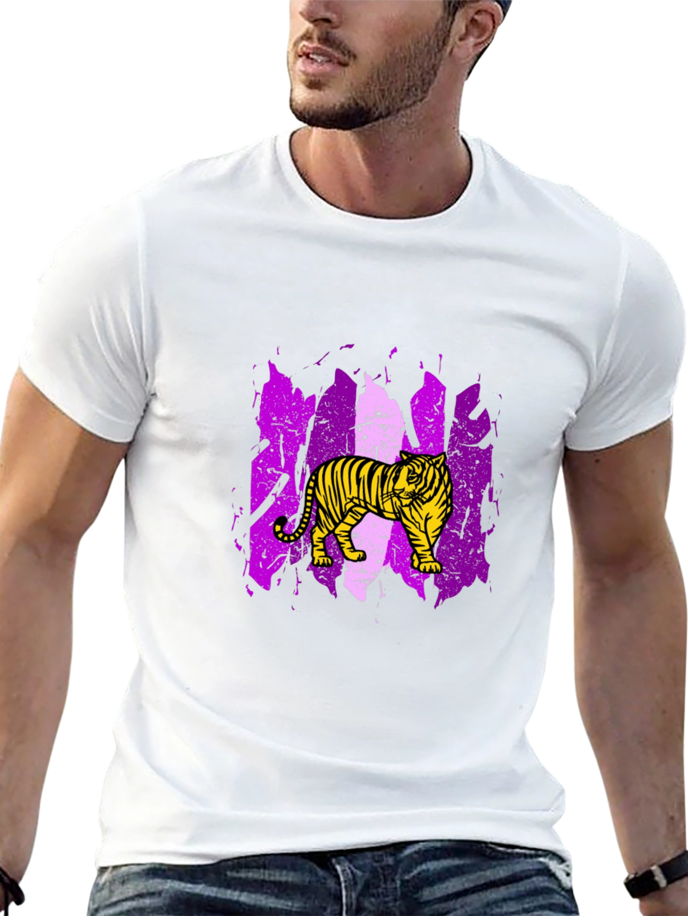 Tiger Graphic Tee - Black Cotton T-Shirt
