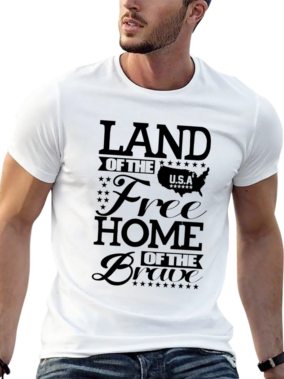 Land of Free Home of Brave Patriotic USA T-Shirt