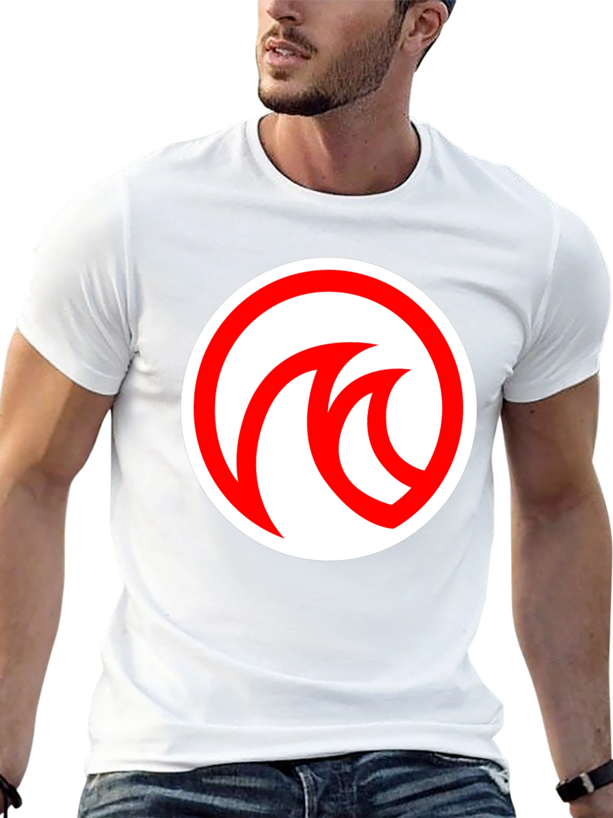 Modern Black T-Shirt with Red Circle Logo