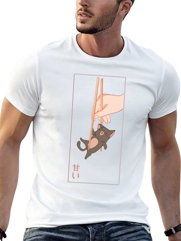 Anime Cat Chopsticks T-Shirt