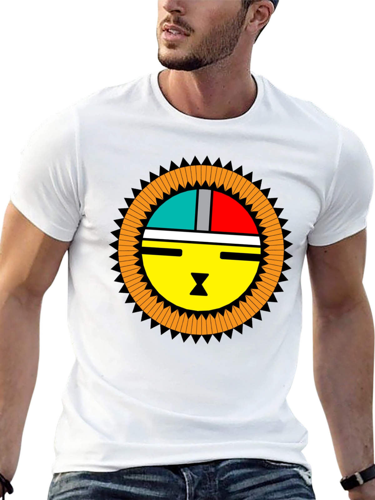 Graphic Tee - Modern Sun Design Black T-Shirt