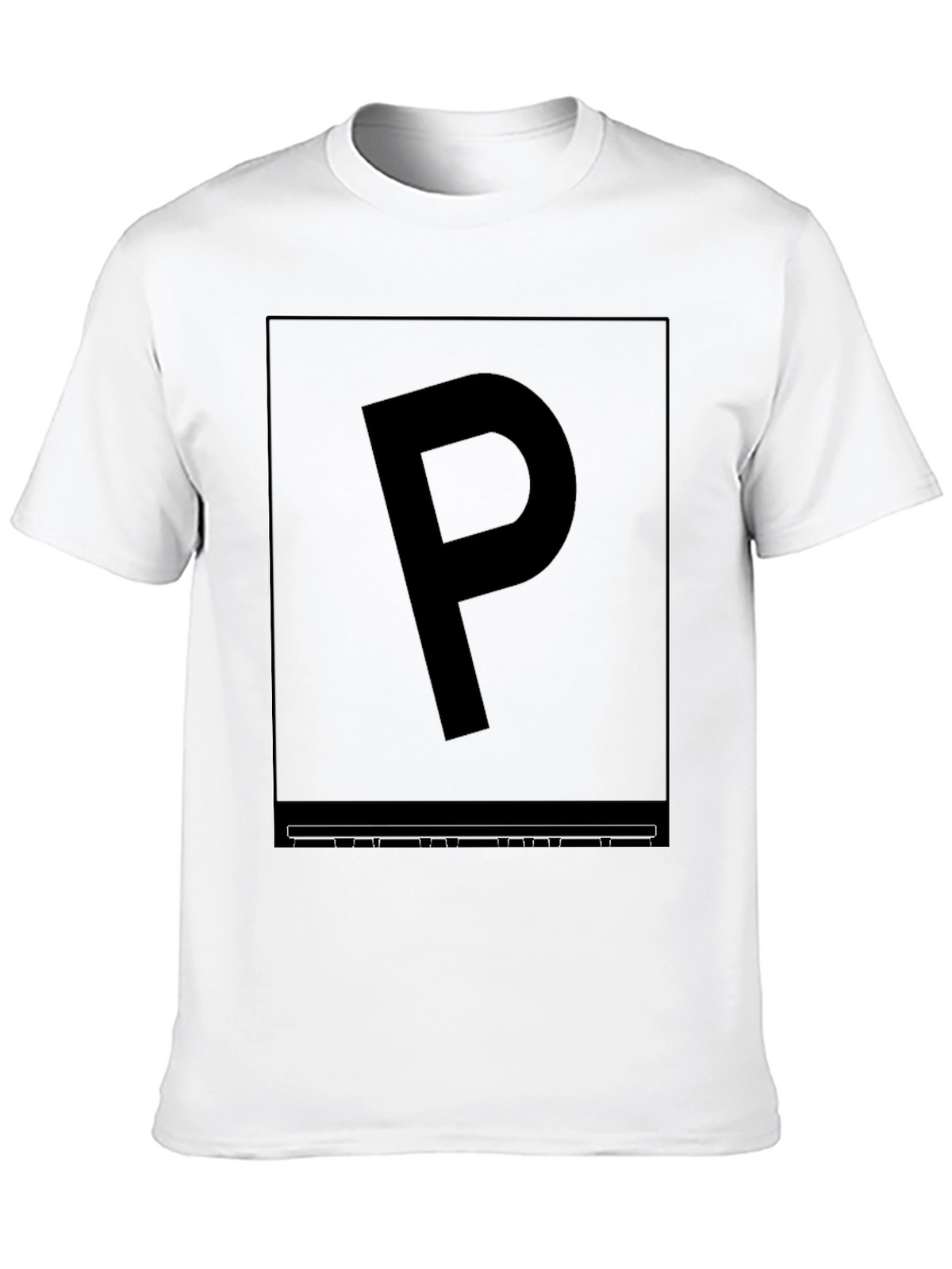 Minimalist P Letter Graphic Print Black T-Shirt