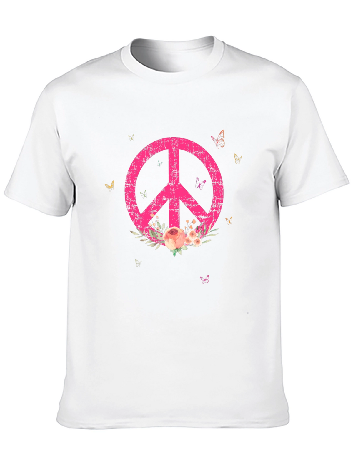 Floral Peace Sign Graphic Tee - Relaxed Fit