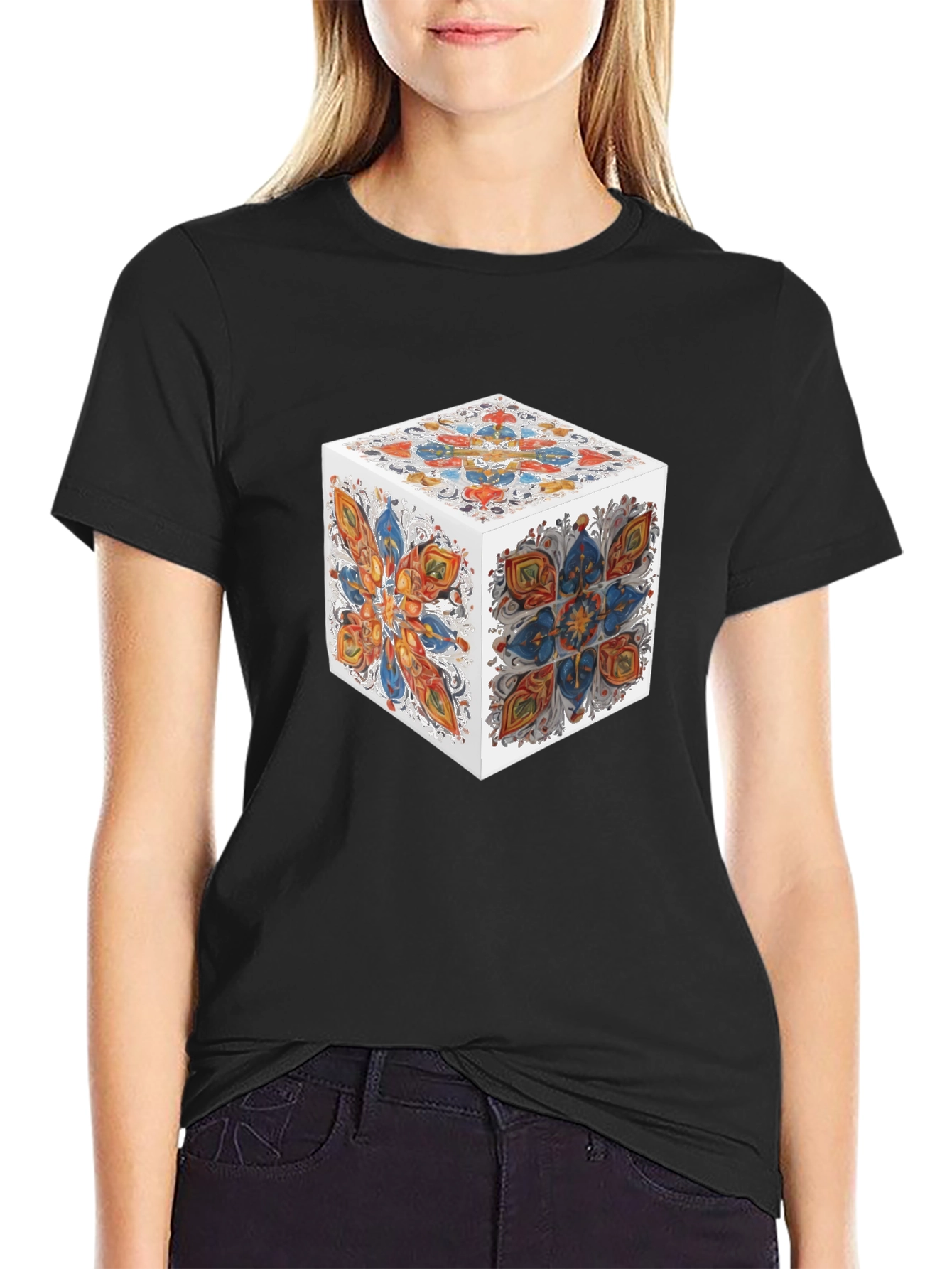 Abstract Cube Graphic T-Shirt