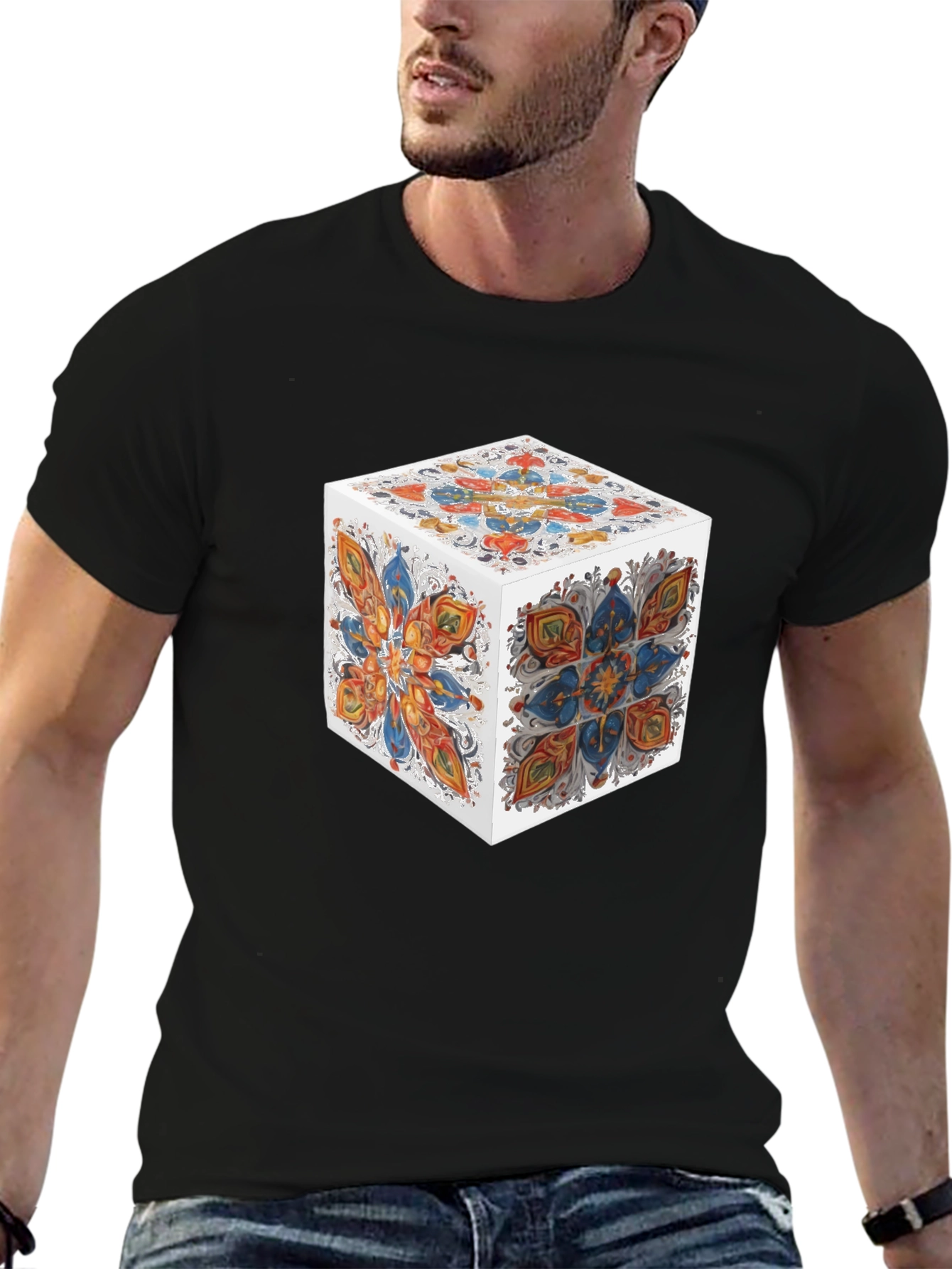 Abstract Cube Graphic T-Shirt