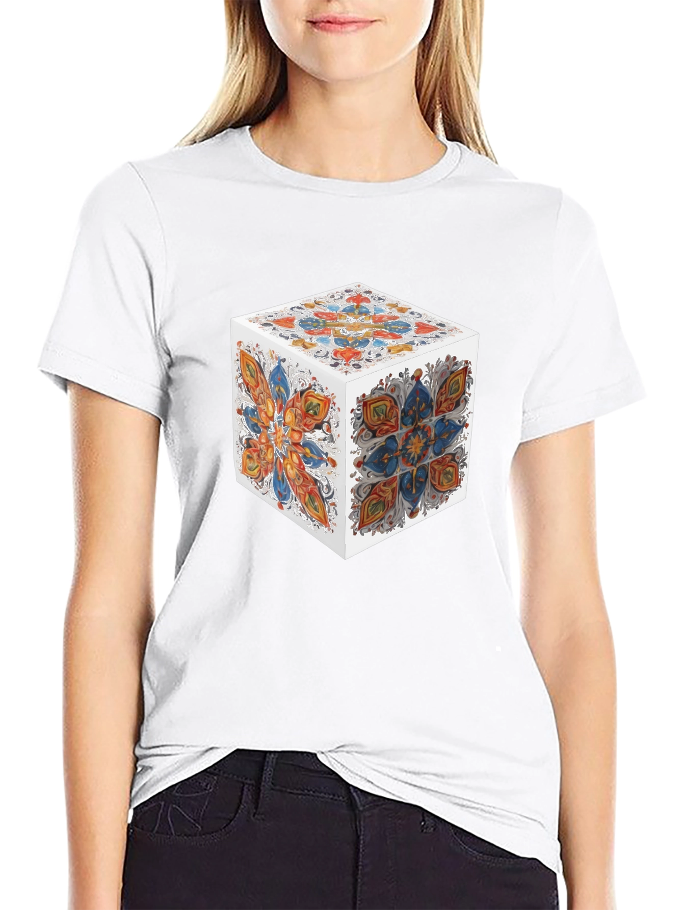 Abstract Cube Graphic T-Shirt