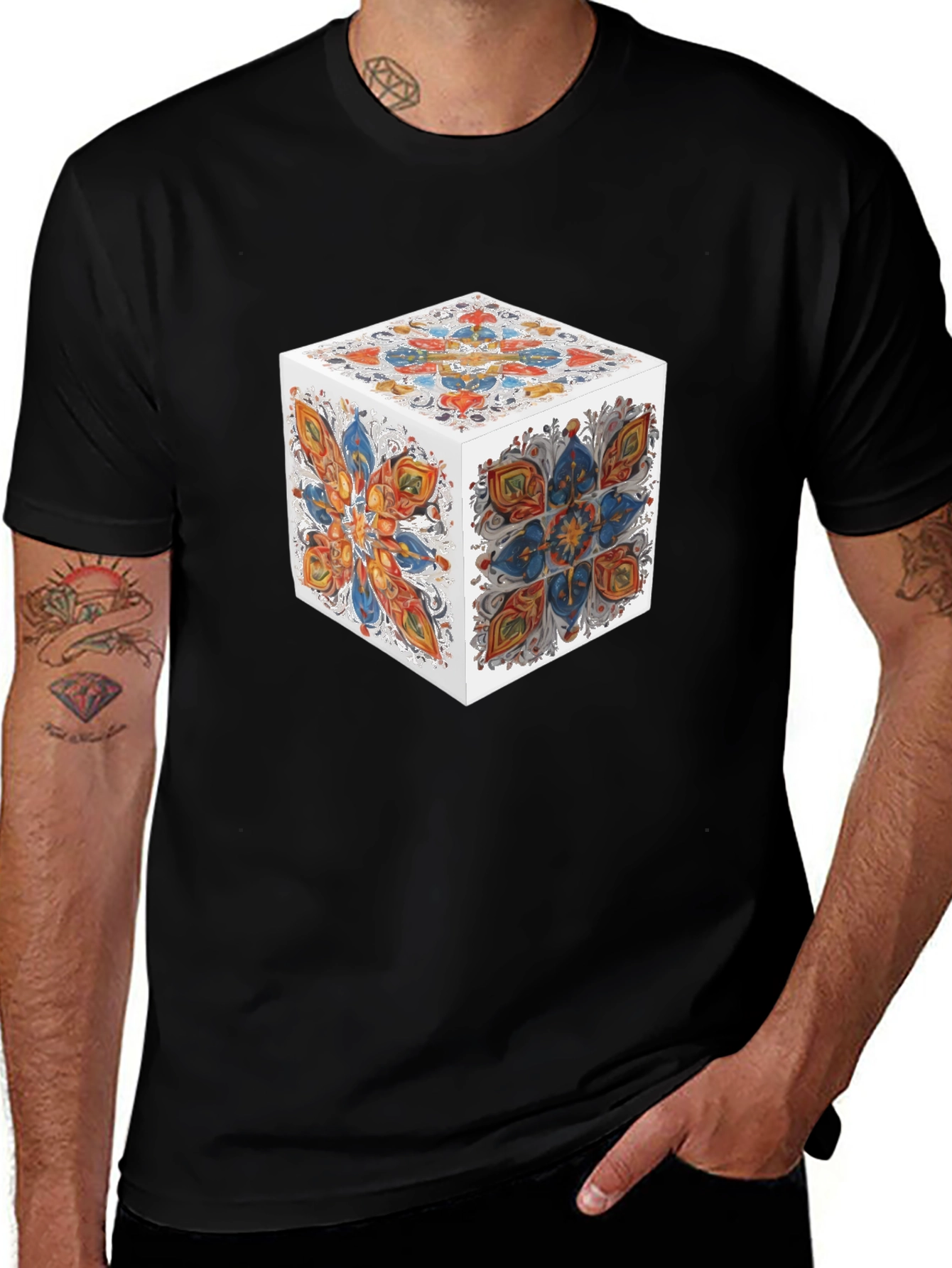 Abstract Cube Graphic T-Shirt
