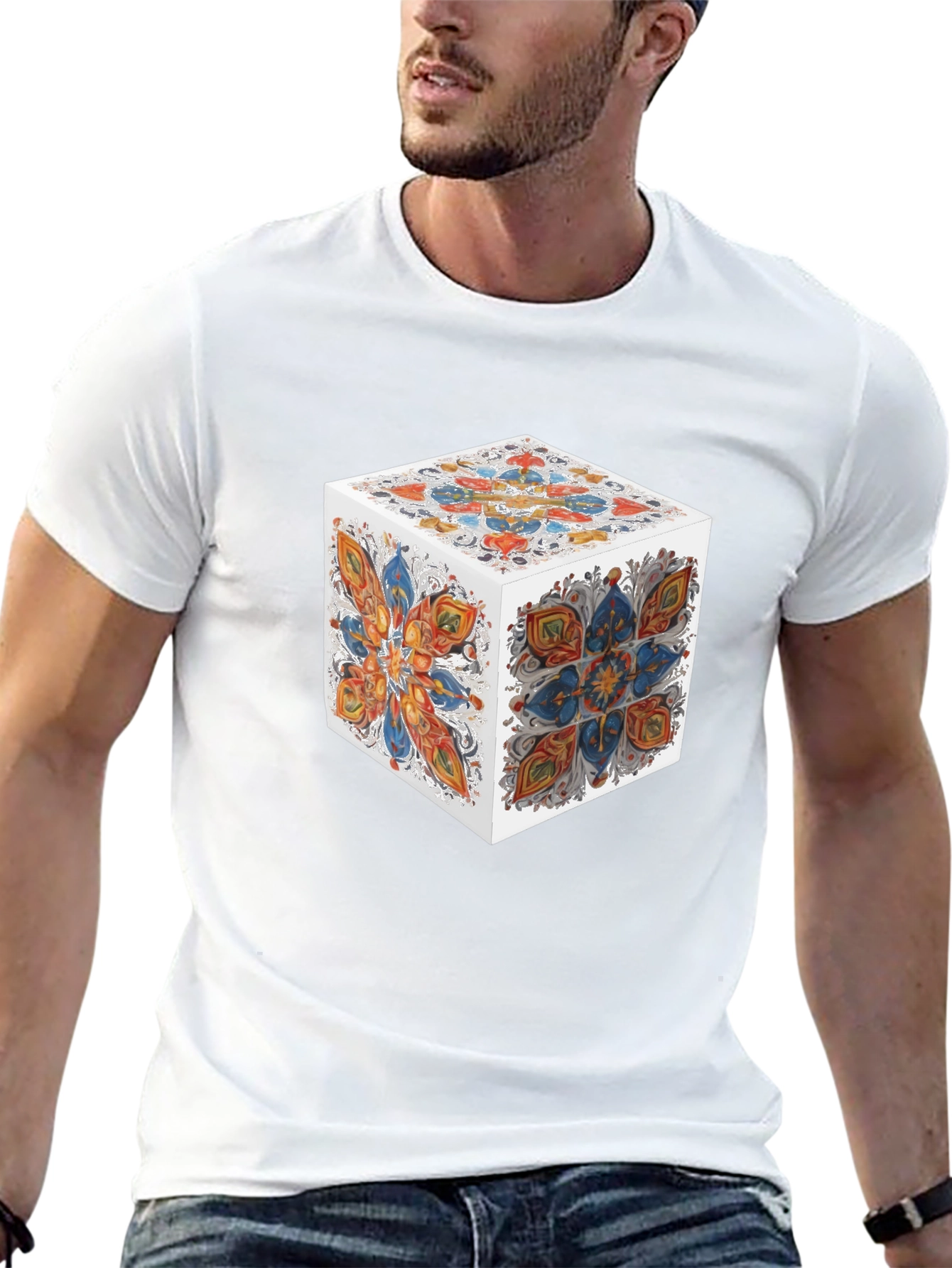 Abstract Cube Graphic T-Shirt