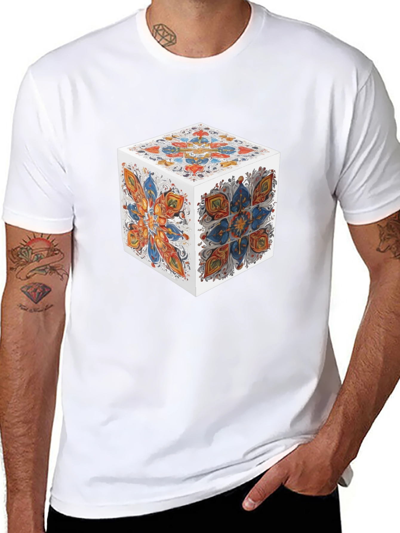 Abstract Cube Graphic T-Shirt