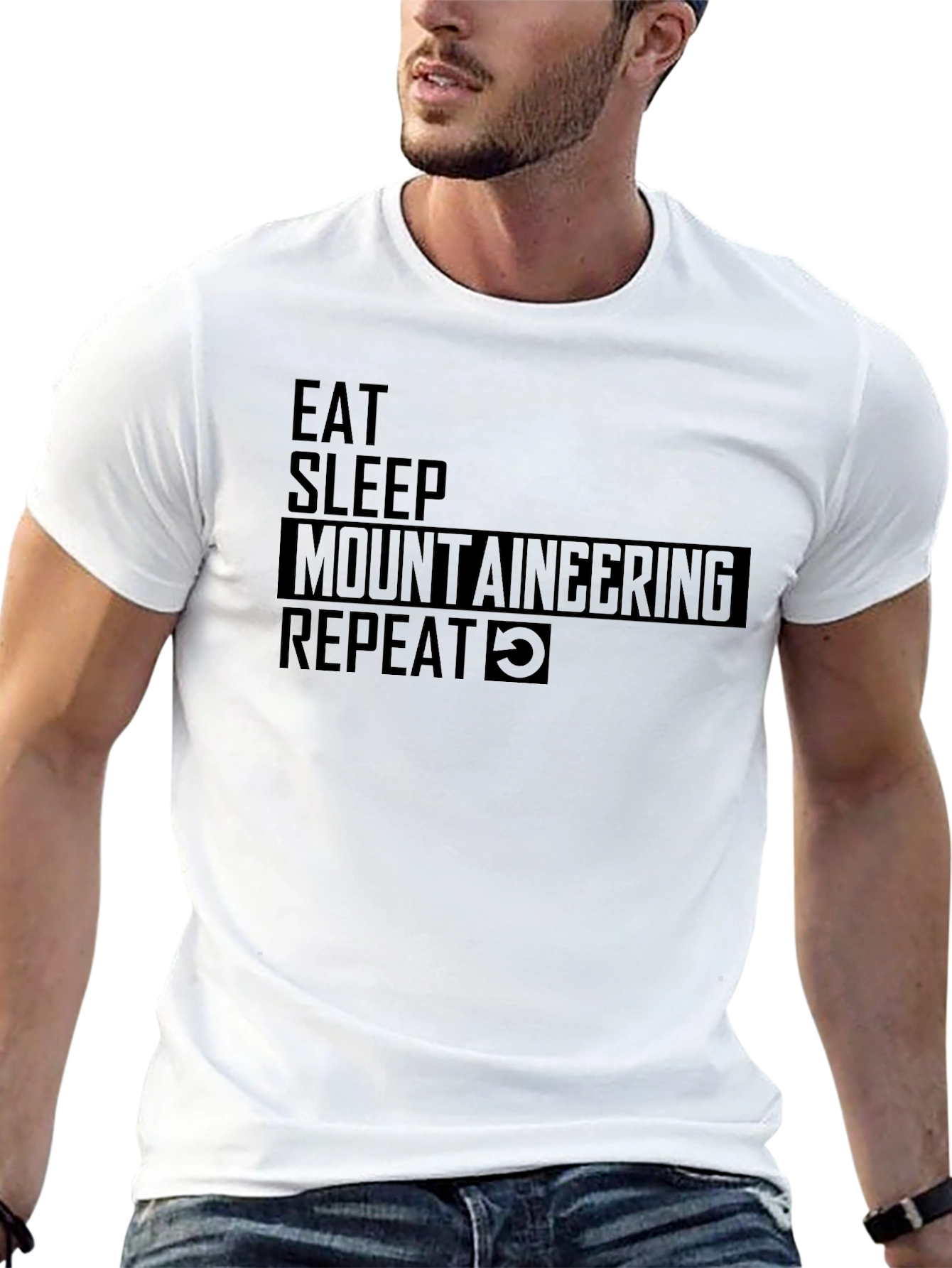 Eat Sleep Mountaineering Repeat Black T-Shirt