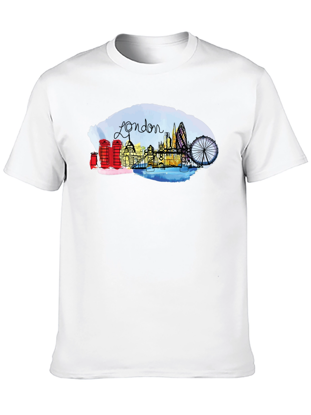 London Skyline Graphic Tee - Black Cotton Blend