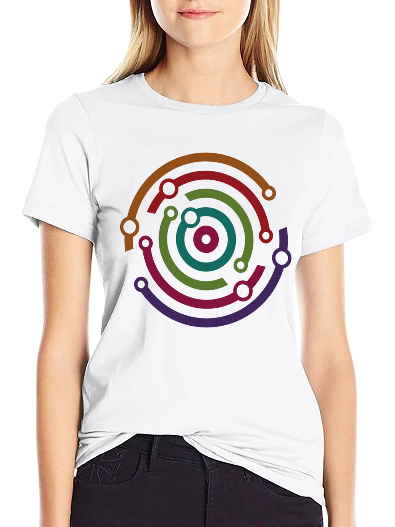 Abstract Circuit Ring Graphic T-Shirt