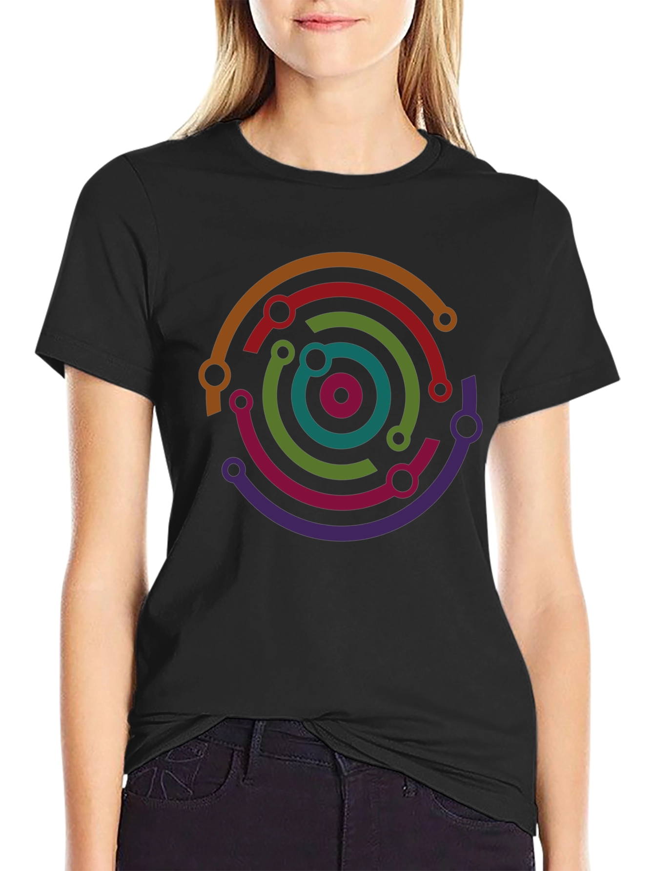 Abstract Circuit Ring Graphic T-Shirt