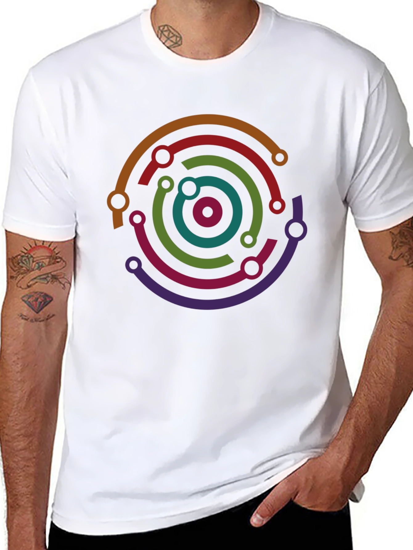 Abstract Circuit Ring Graphic T-Shirt