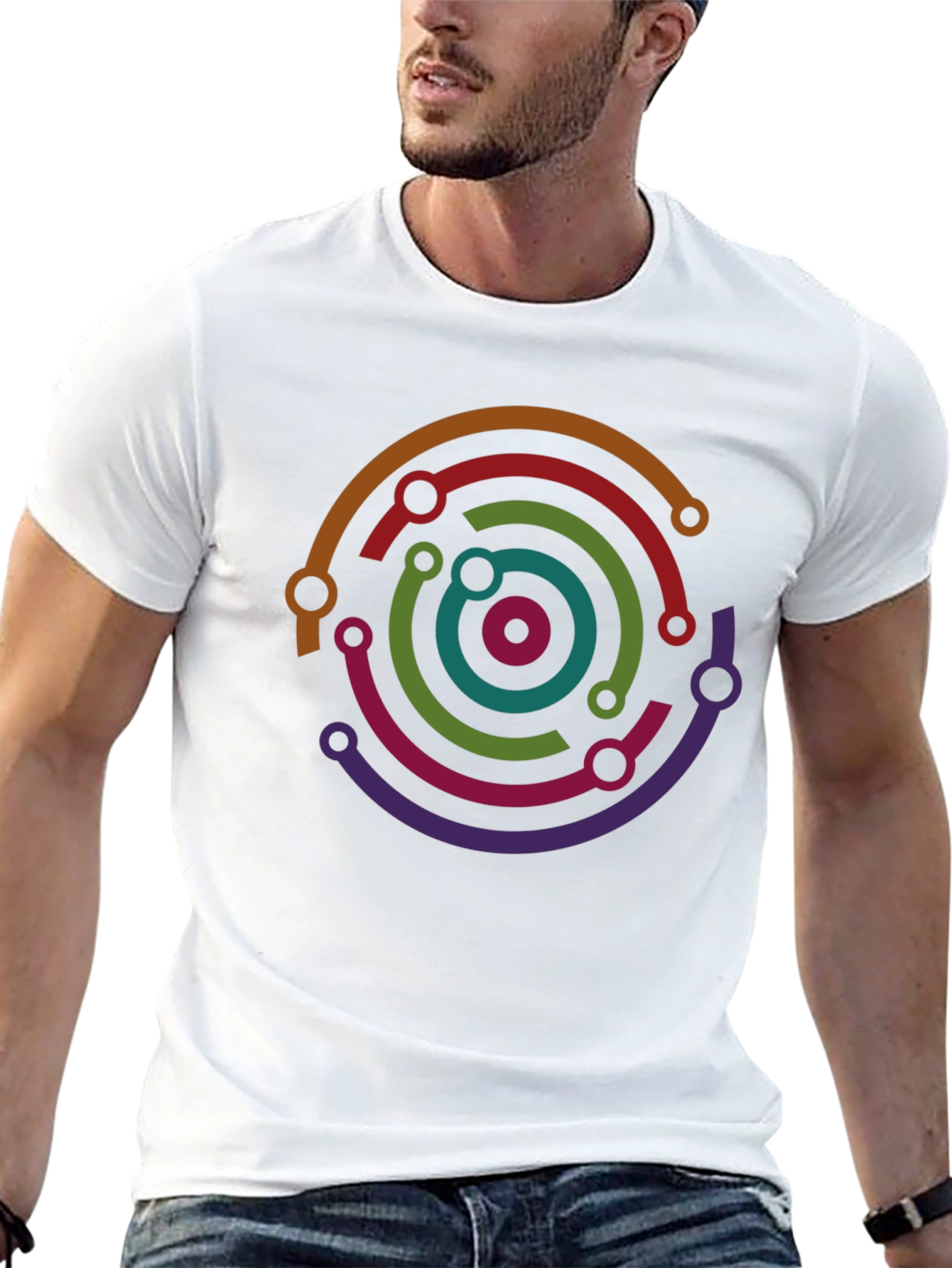 Abstract Circuit Ring Graphic T-Shirt