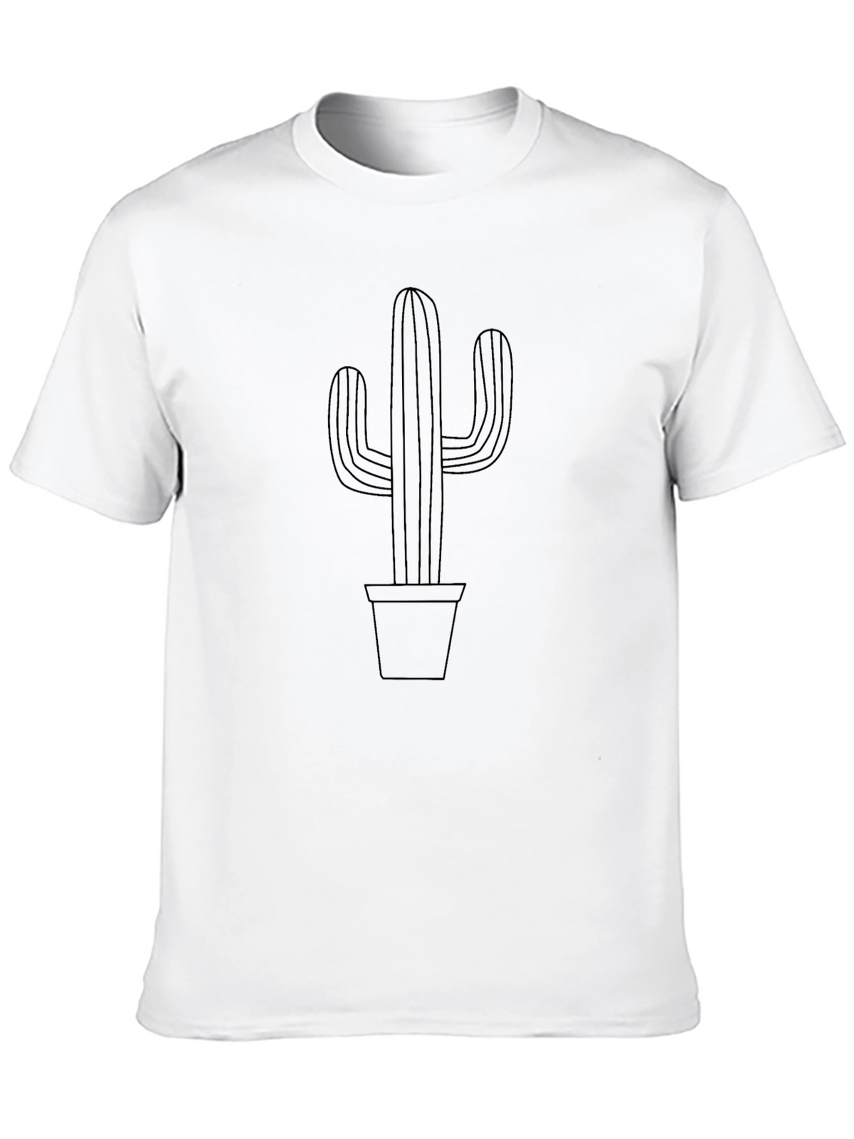 Mens Black Cactus Graphic Tee - Modern Casual Style