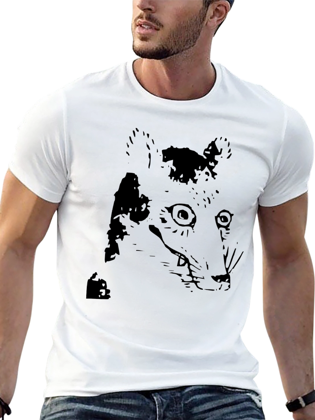 Unique Black Graphic Tee - Abstract Animal Print