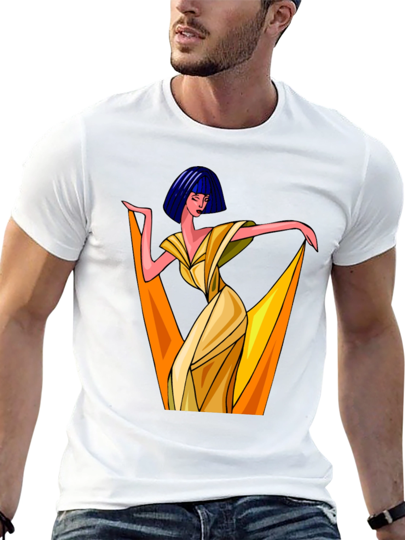 Art Deco Woman Graphic Tee - Stylish Black T-Shirt