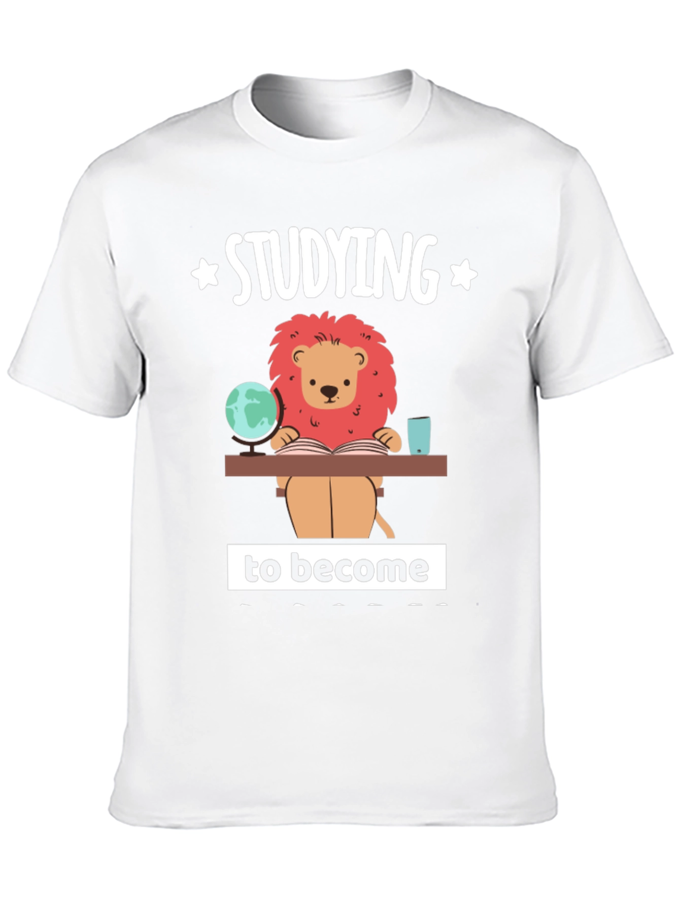 Studying Lion Graphic T-Shirt