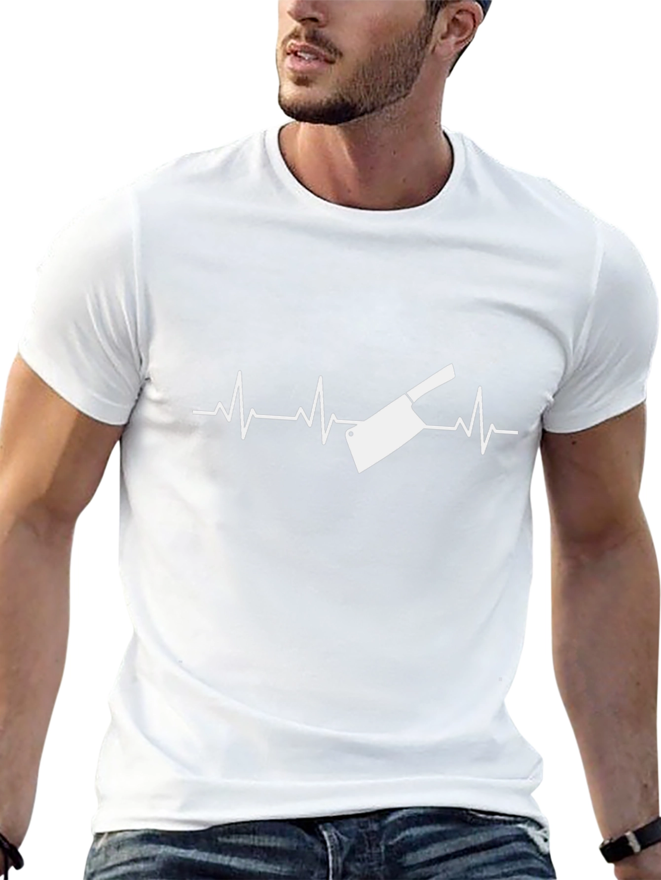 Butcher Cleaver Heartbeat T-Shirt - Black