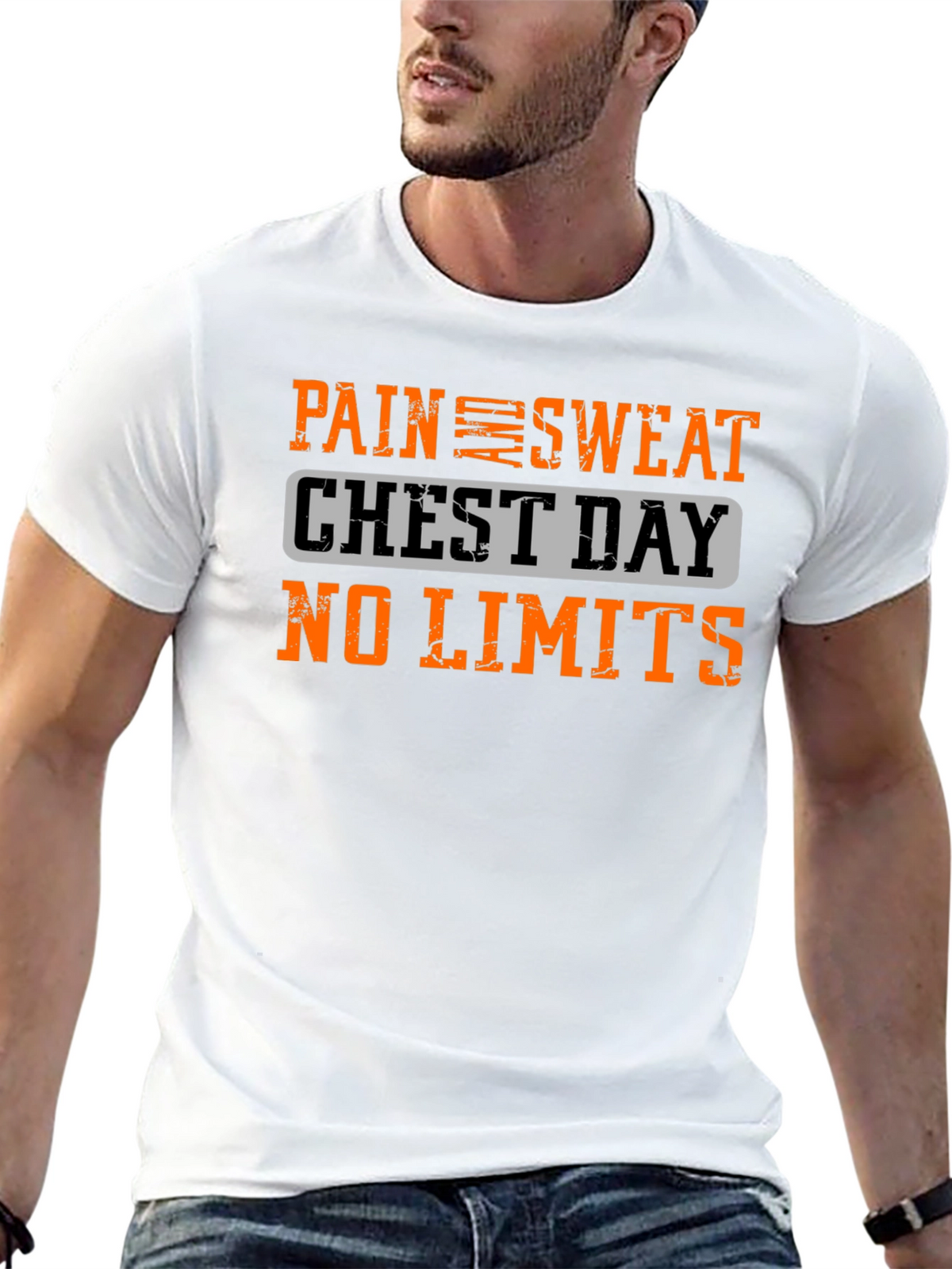 Pain Sweat Chest Day No Limits Black T-Shirt