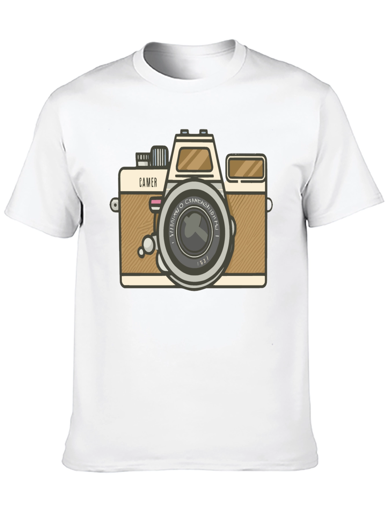 Retro Camera Graphic Tee - Black Cotton T-Shirt