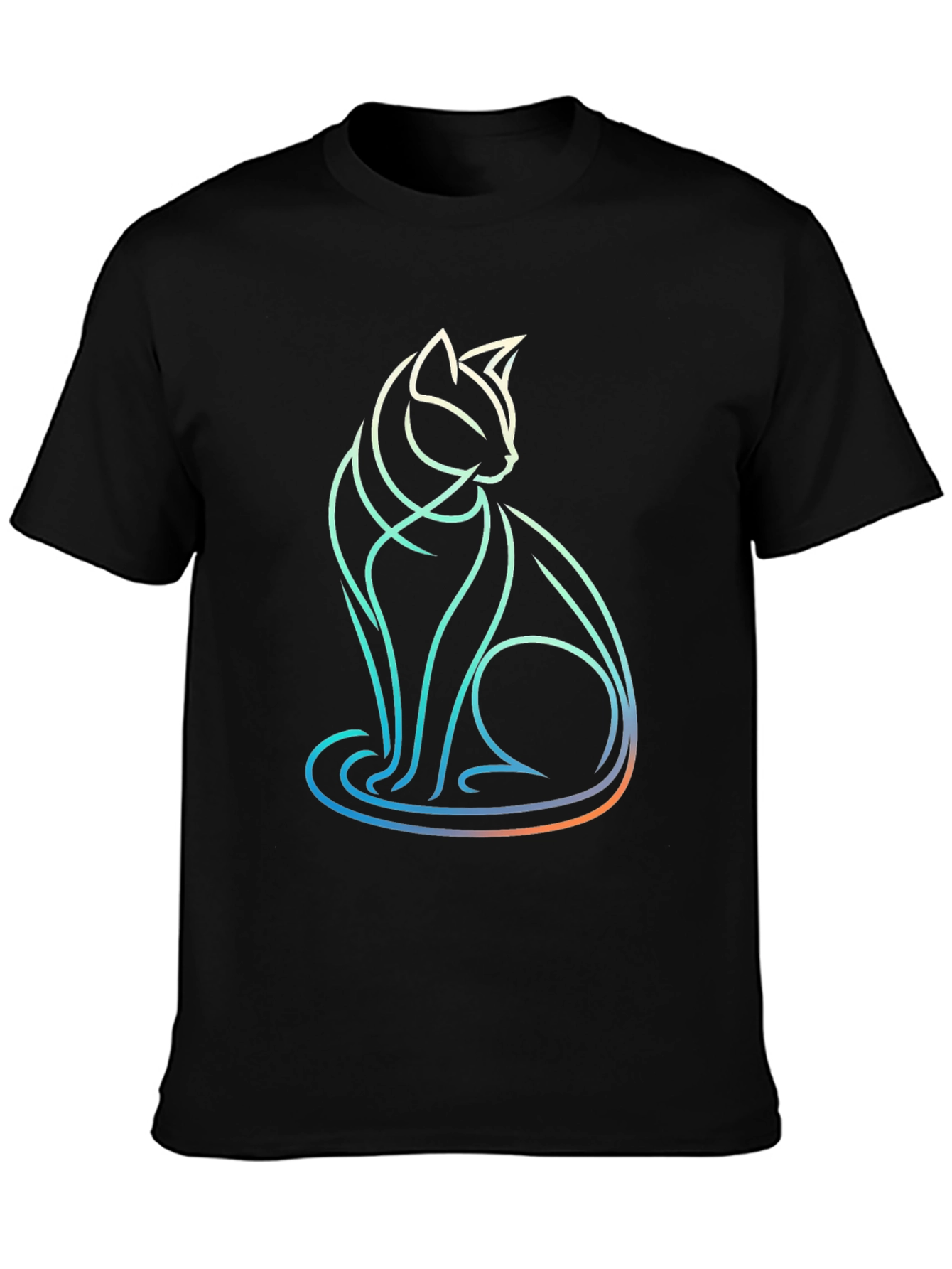 Abstract Cat Line Art T-Shirt - Modern Graphic Tee