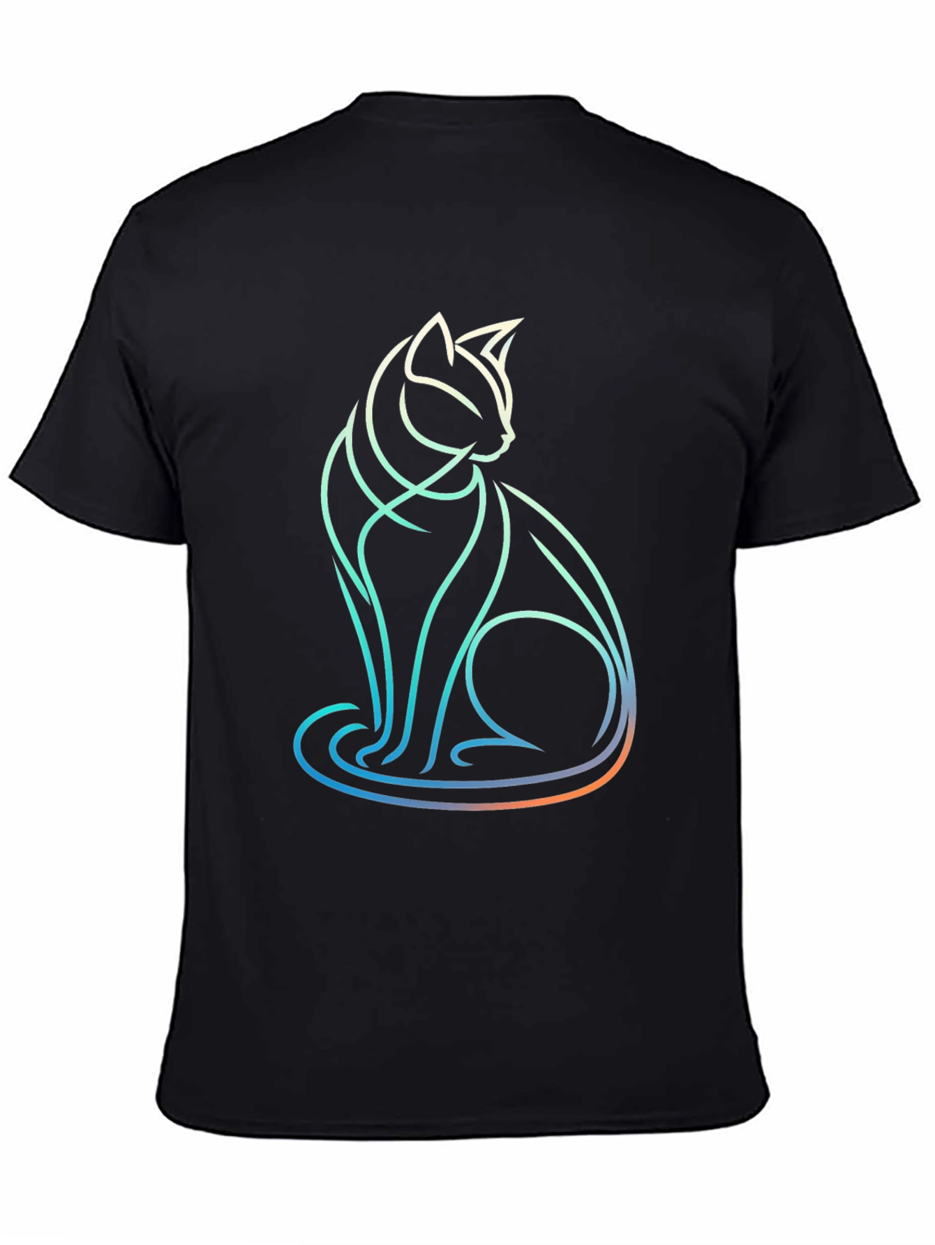 Abstract Cat Line Art T-Shirt - Modern Graphic Tee