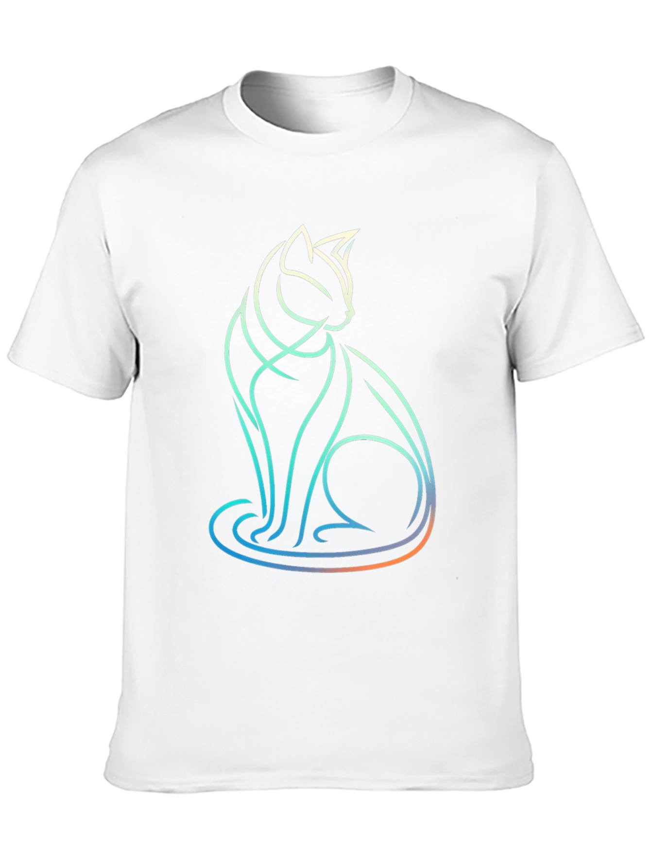Abstract Cat Line Art T-Shirt - Modern Graphic Tee