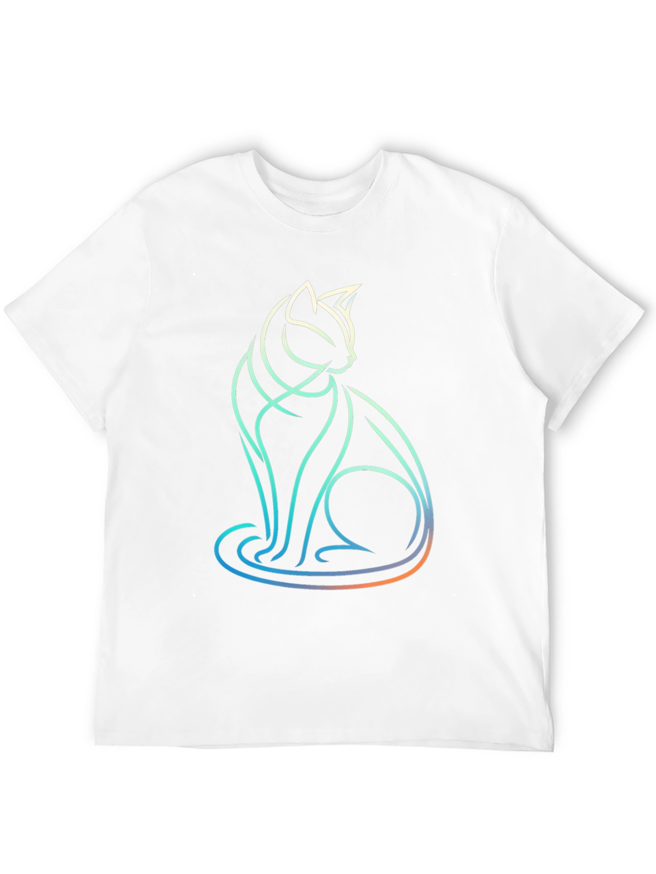 Abstract Cat Line Art T-Shirt - Modern Graphic Tee