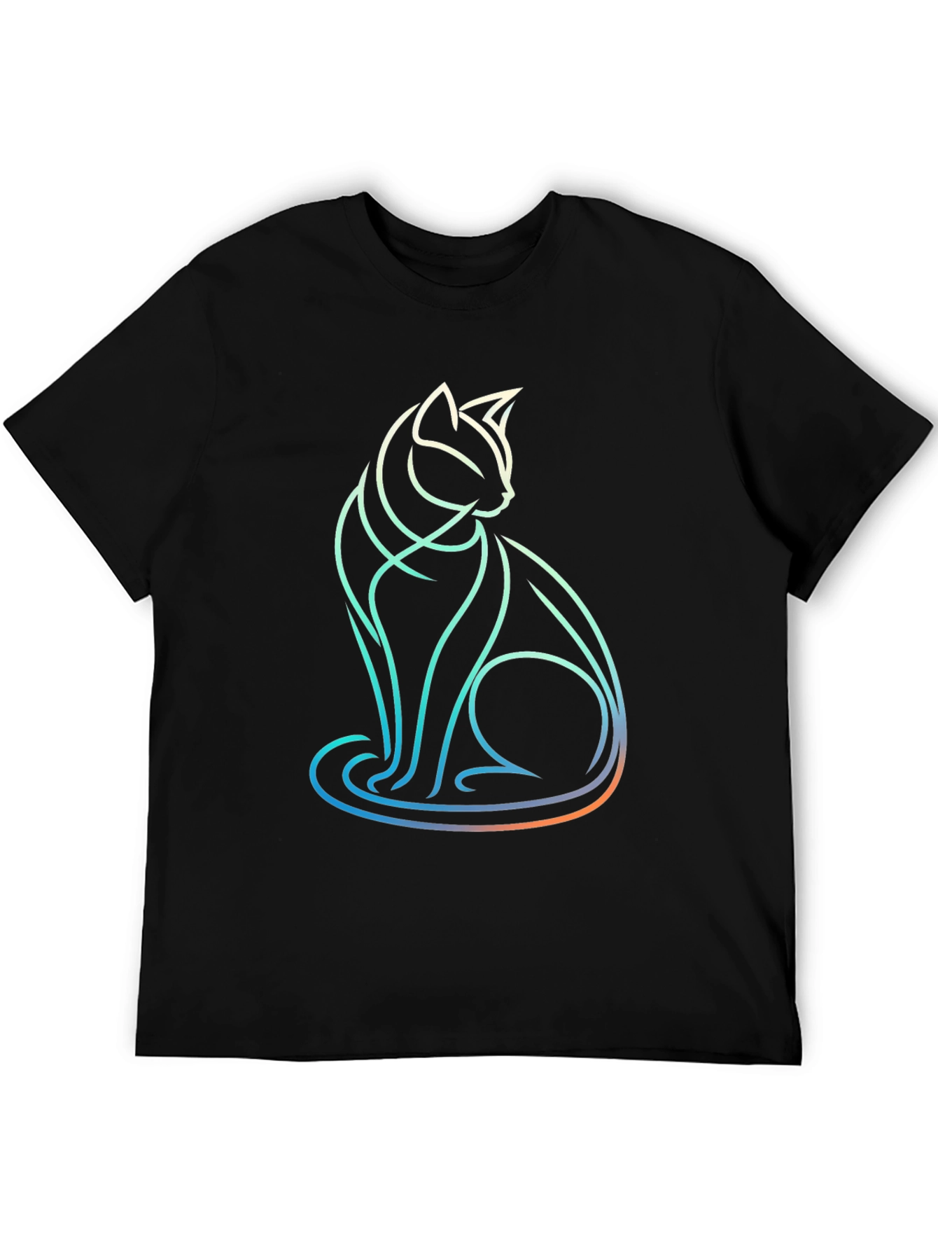 Abstract Cat Line Art T-Shirt - Modern Graphic Tee