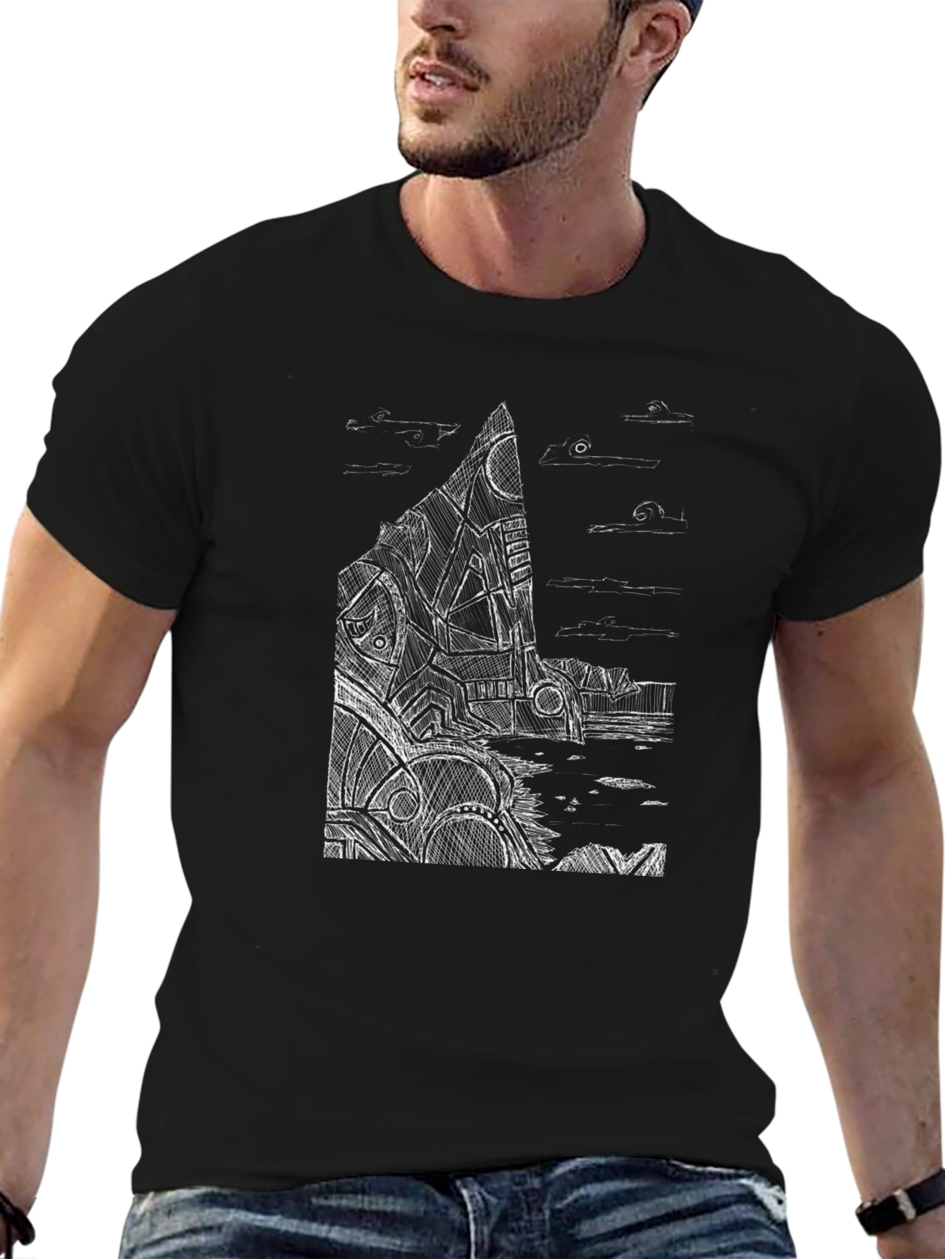 Abstract Architect Tee - Mens Black Graphic T-Shirt