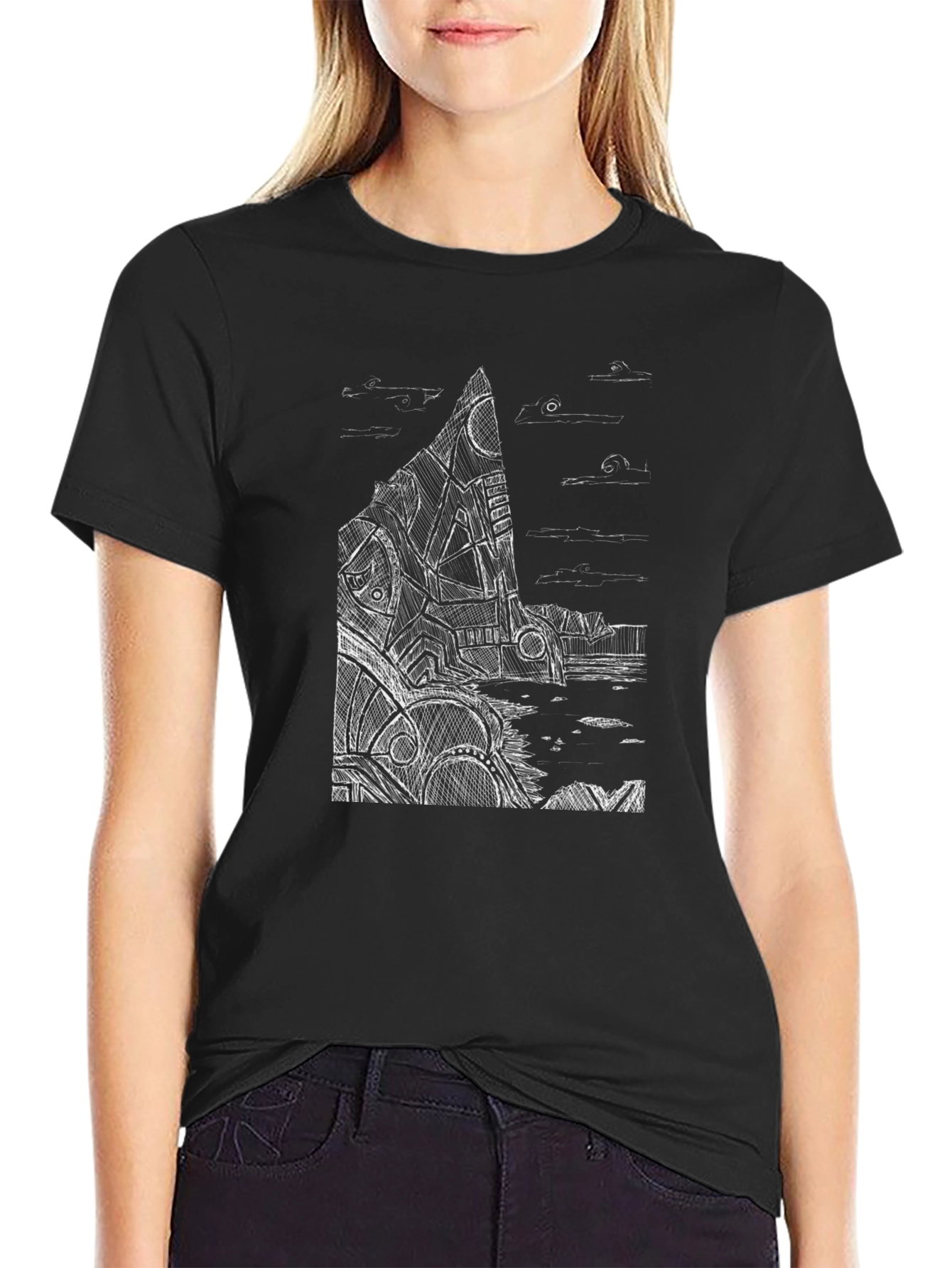 Abstract Architect Tee - Mens Black Graphic T-Shirt