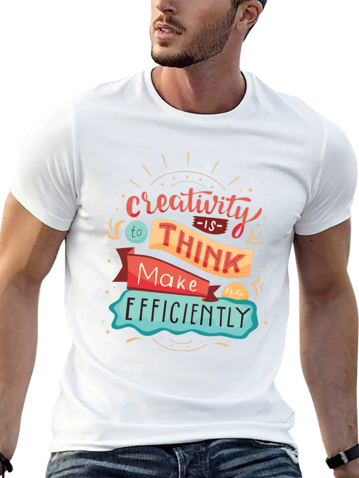 Creativity Quote Graphic Print Black T-Shirt