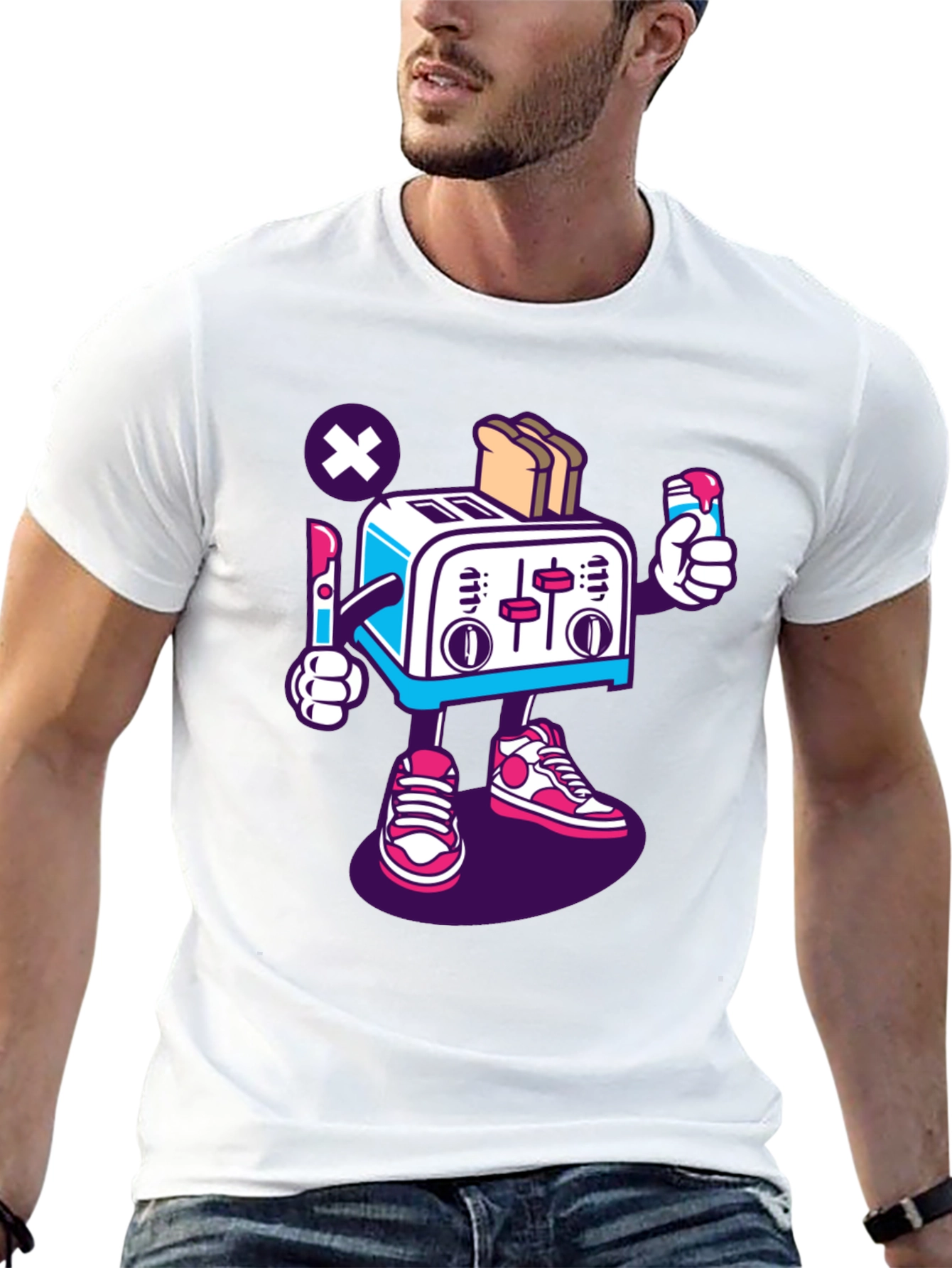 Toaster Character Black Graphic T-Shirt
