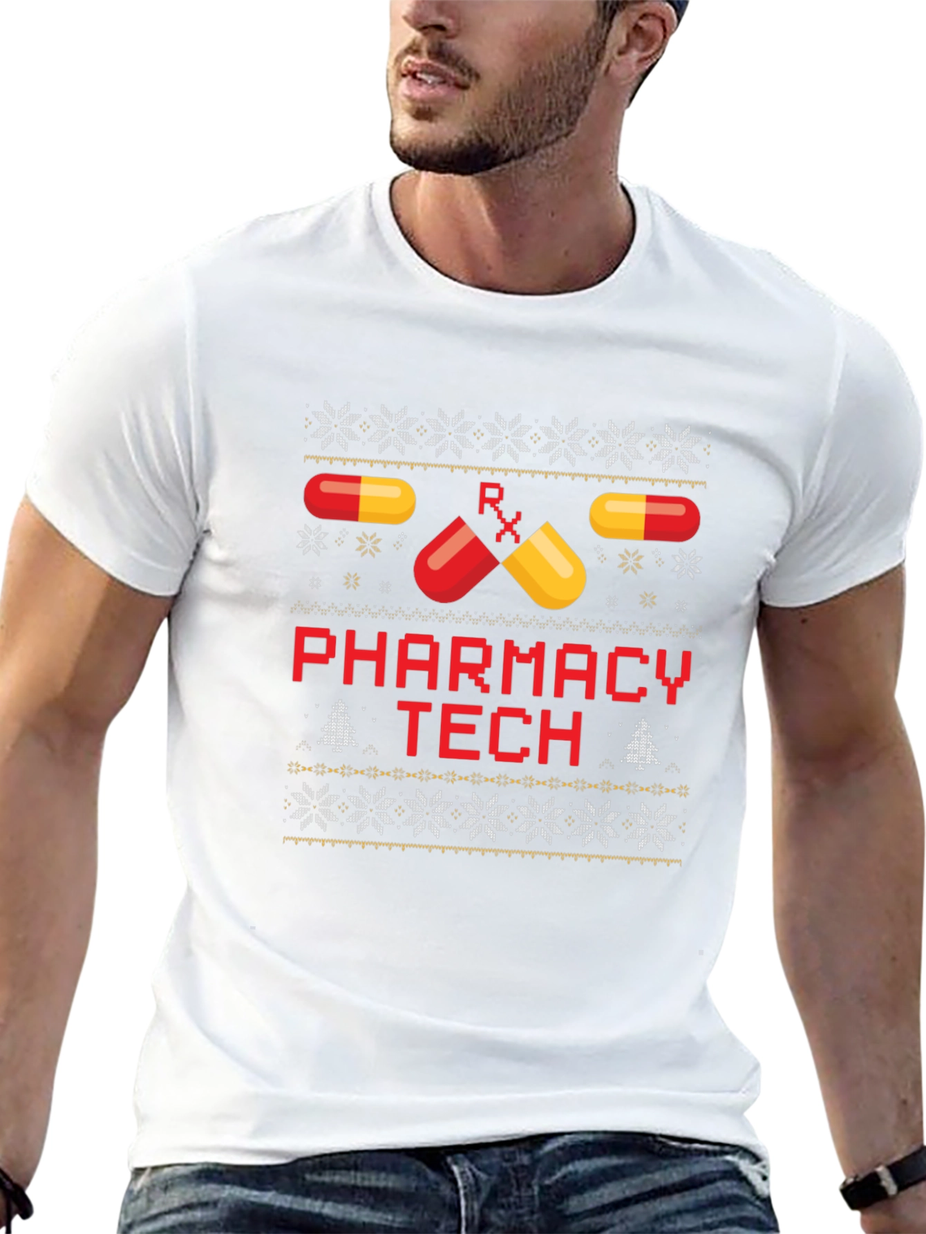Pharmacy Tech Ugly Christmas Sweater T-Shirt