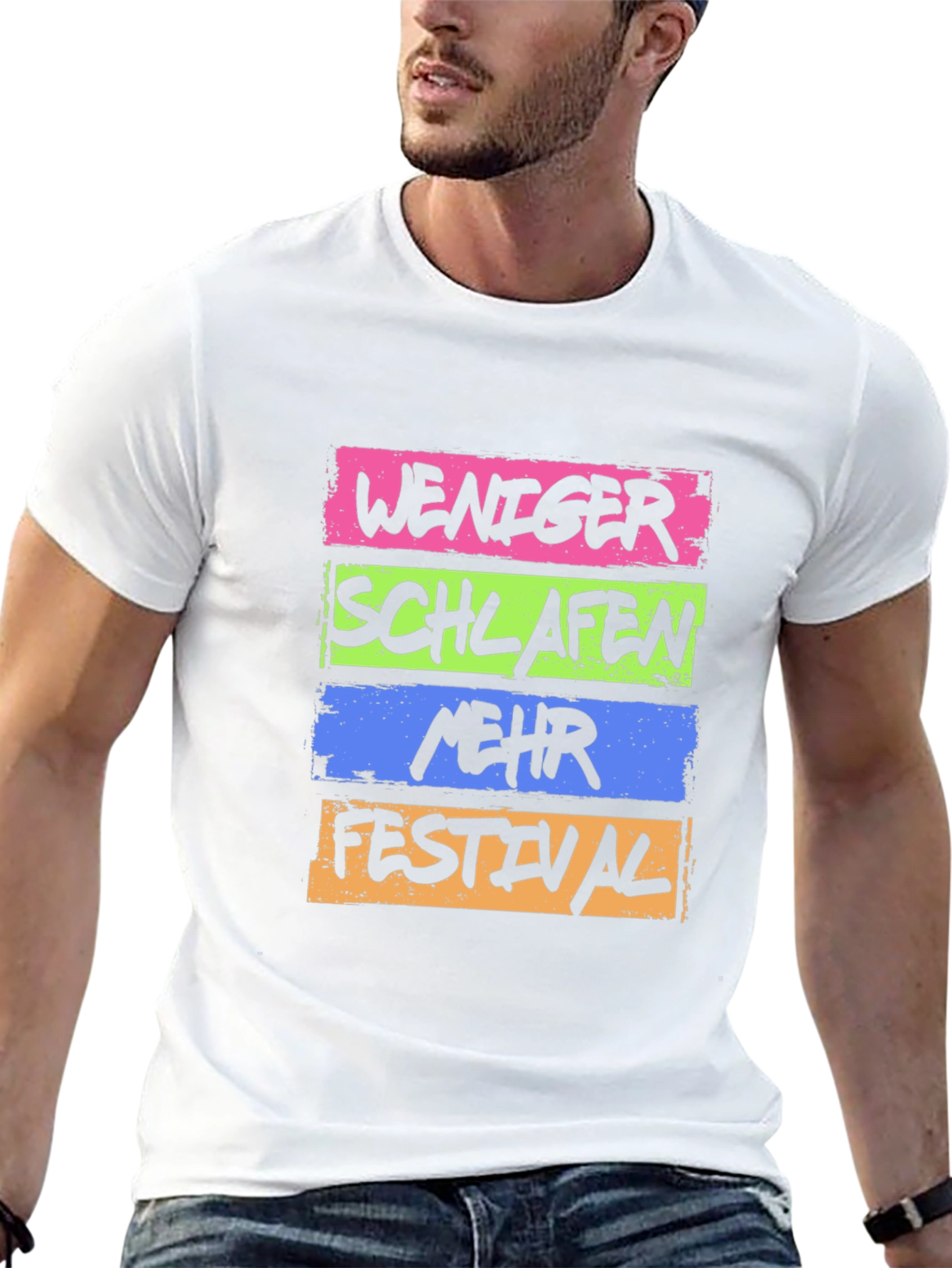 Weniger Schlafen Mehr Festival Black T-Shirt
