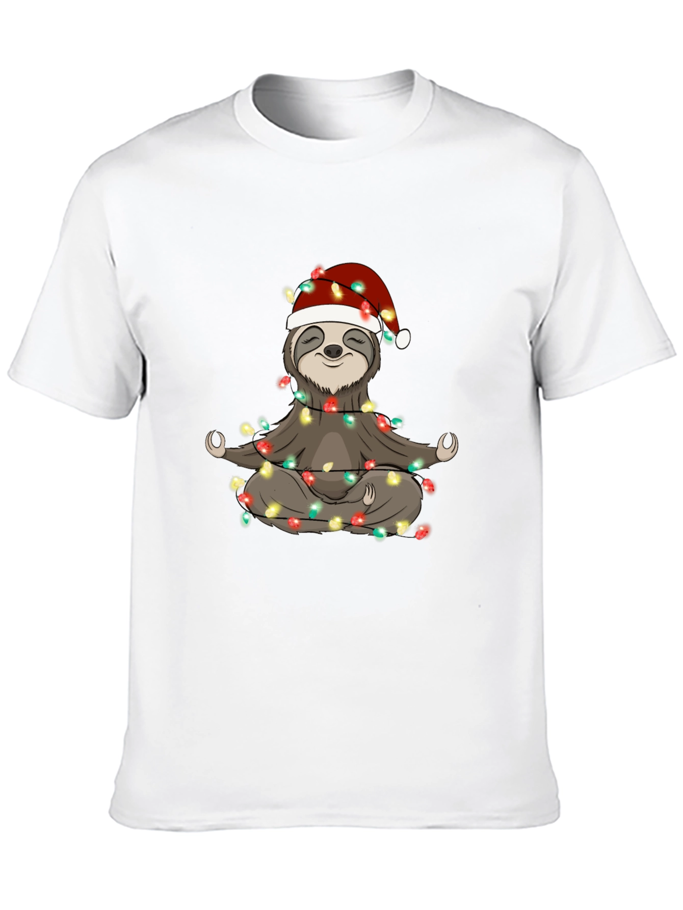 Yoga Sloth Christmas Lights T-Shirt