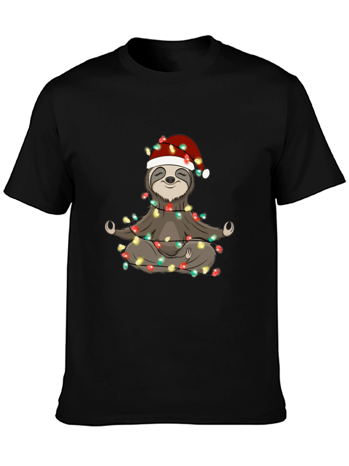 Yoga Sloth Christmas Lights T-Shirt