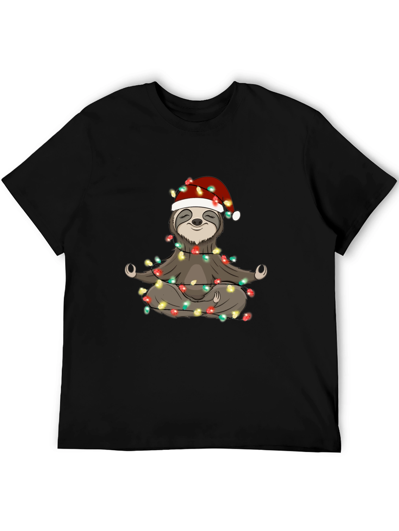 Yoga Sloth Christmas Lights T-Shirt