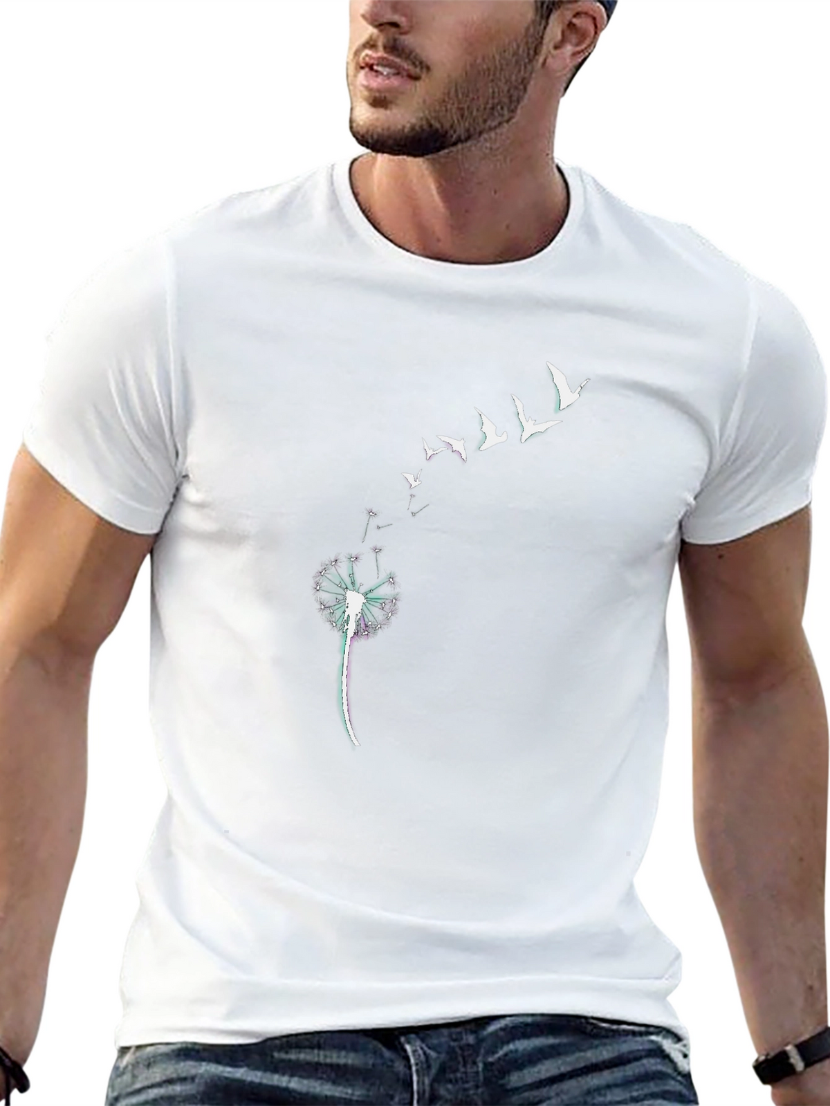 Dandelion Birds Graphic Tee - Black