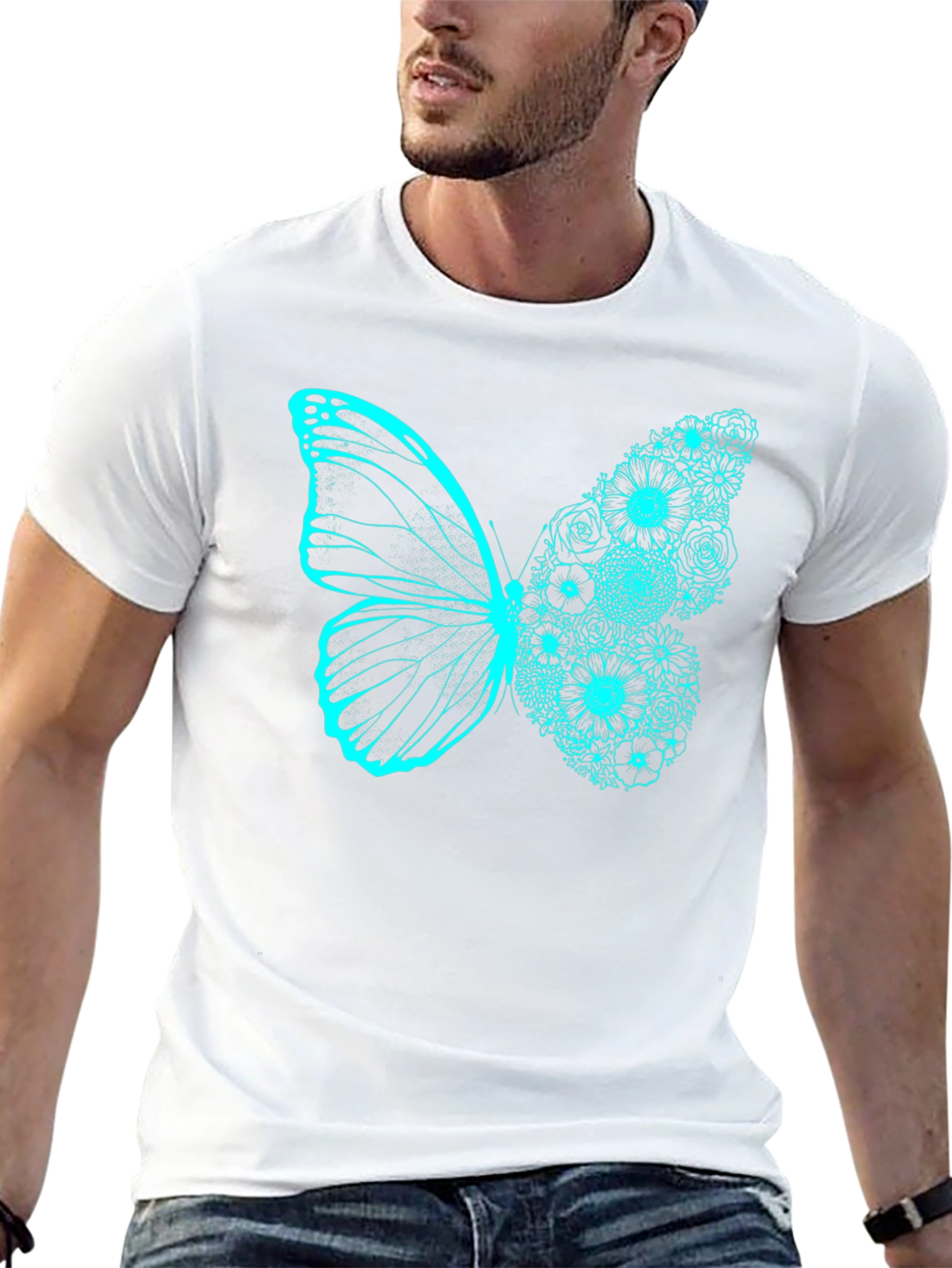 Floral Butterfly Graphic Tee - Black