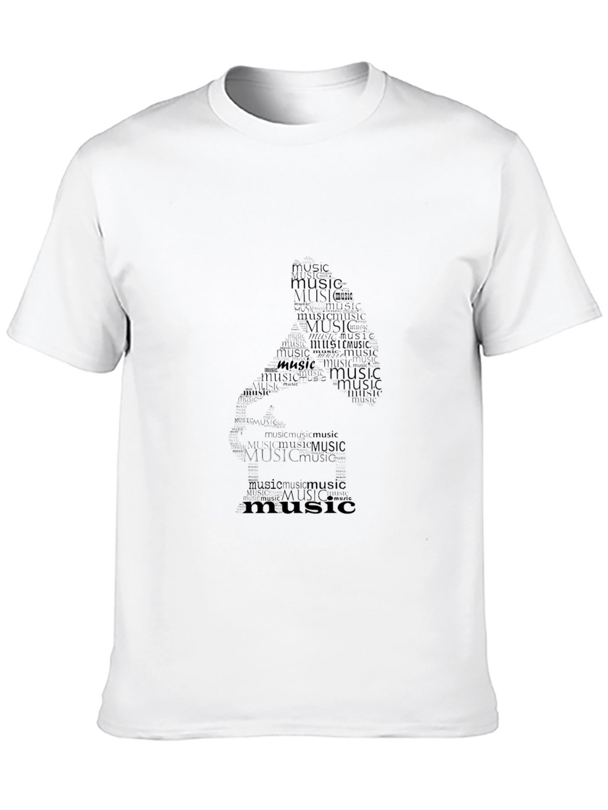 Music Word Art T-Shirt - Black Graphic Tee