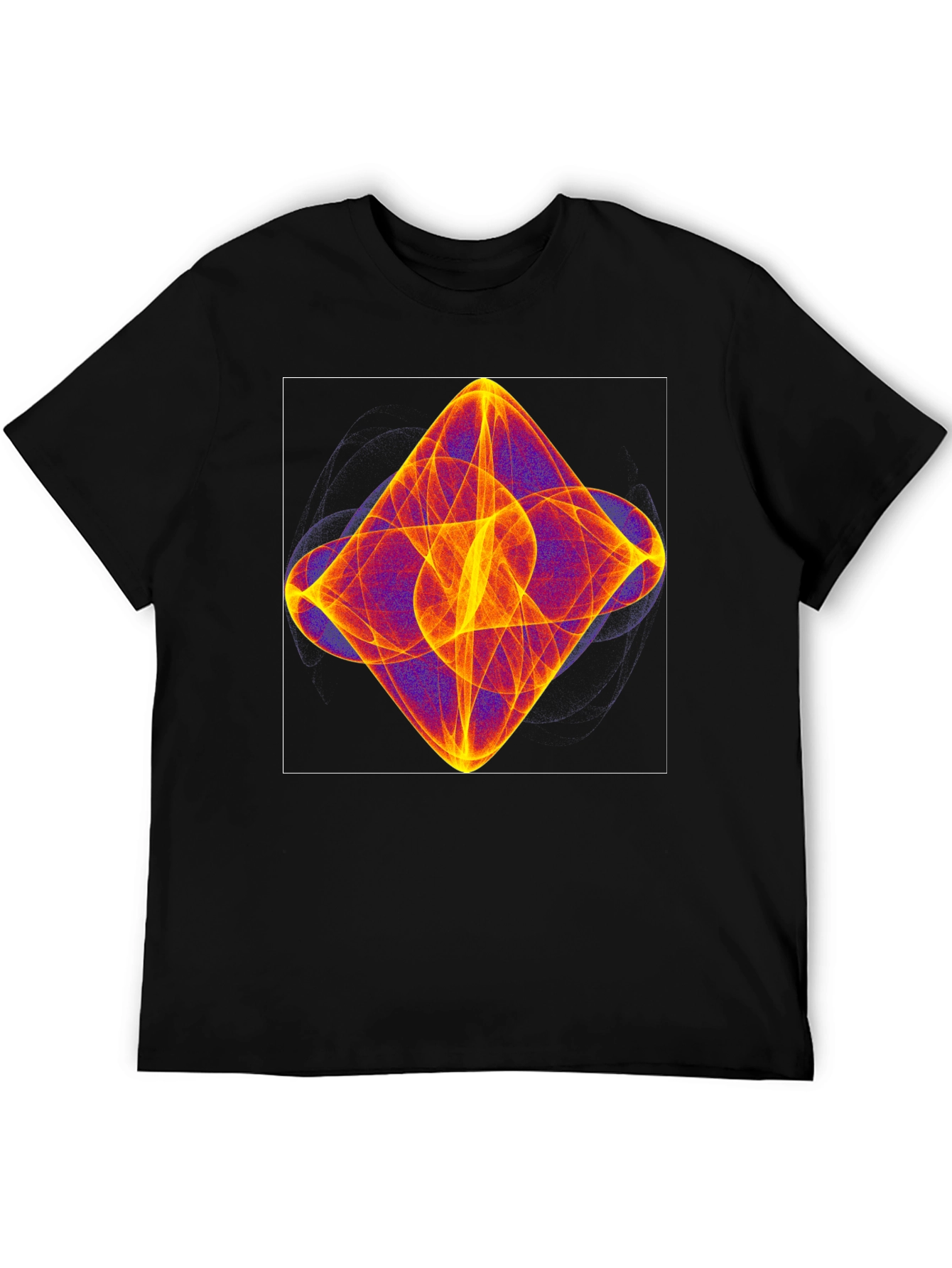 Abstract Fractal Graphic Tee - Black Casual T-Shirt
