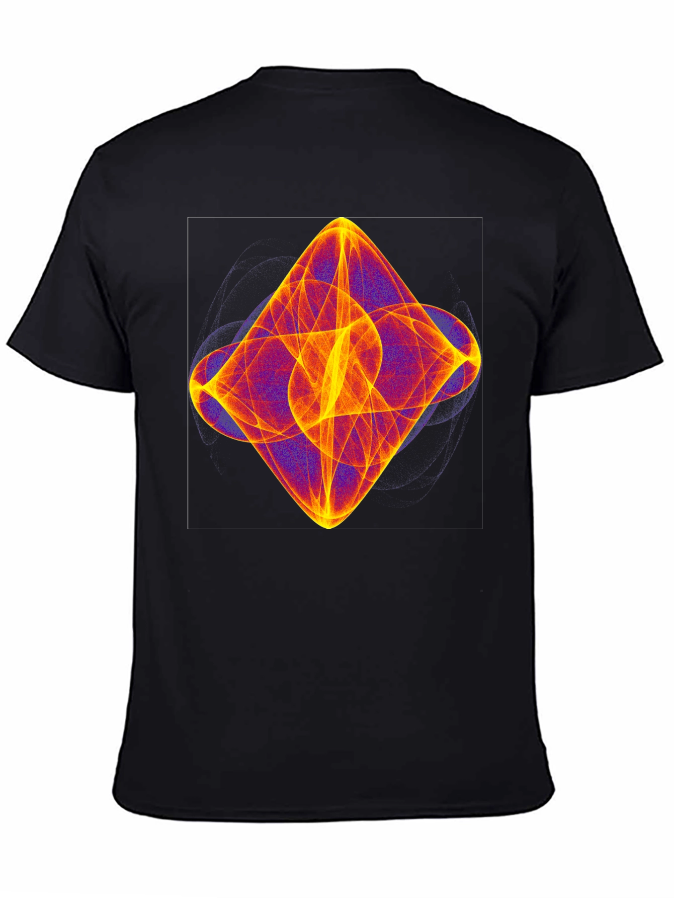 Abstract Fractal Graphic Tee - Black Casual T-Shirt