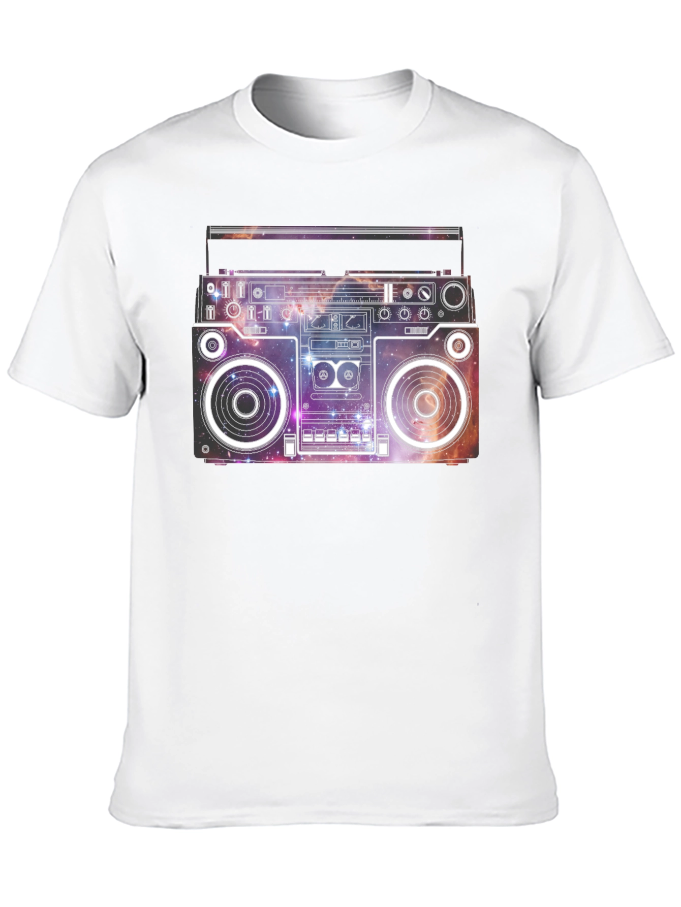 Retro Galaxy Boombox Graphic T-Shirt - Black