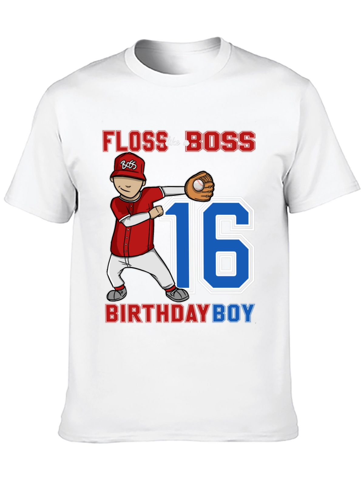 Floss Like a Boss 16th Birthday Boy Baseball T-Shirt